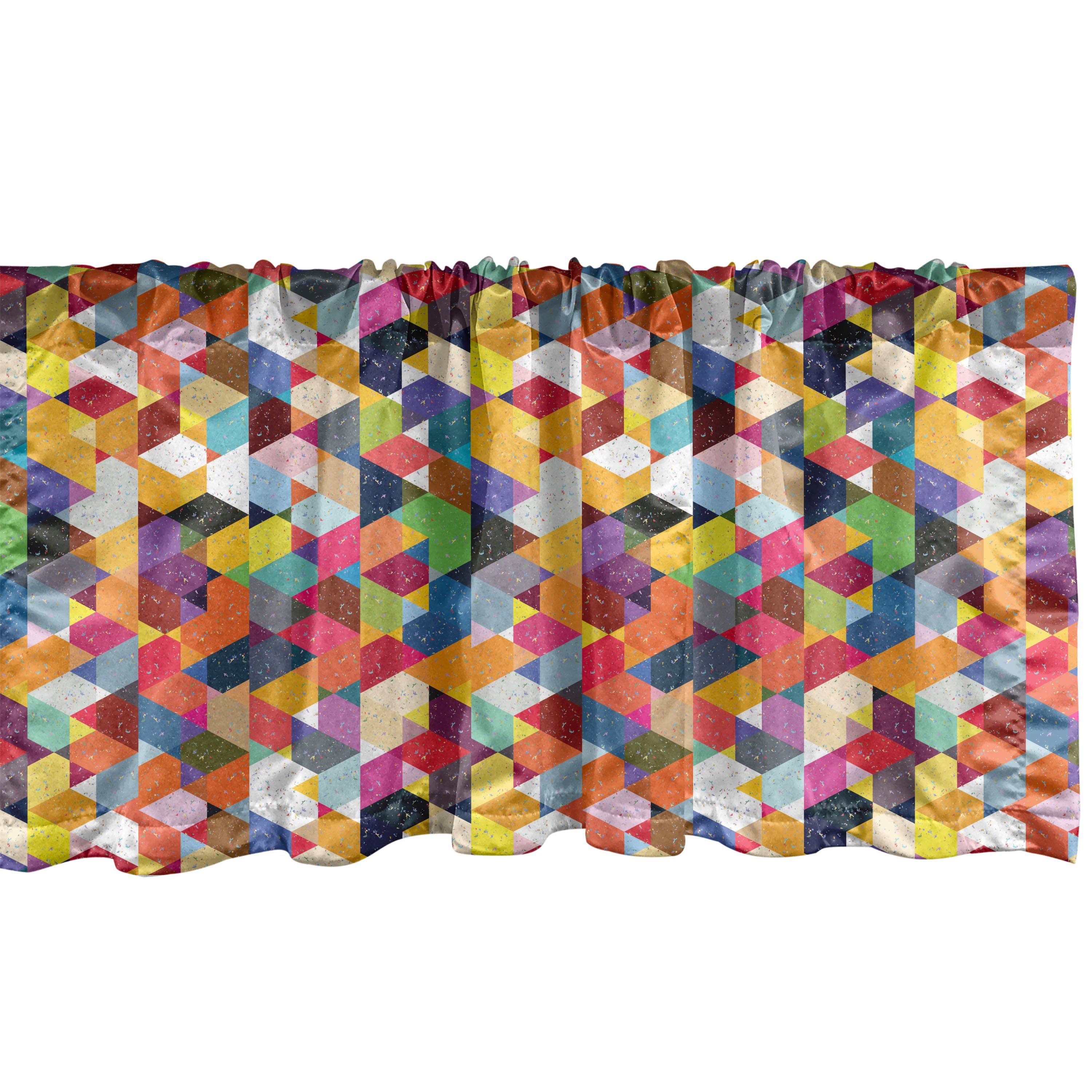 Scheibengardine Vorhang Volant für Küche Schlafzimmer Dekor mit Stangentasche, Abakuhaus, Microfaser, Retro Lively Triangular Scenery