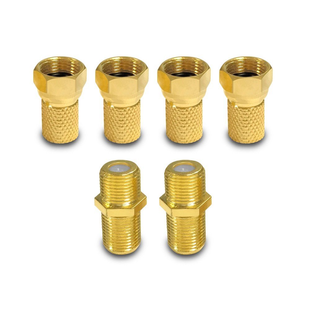 ARLI Kabelzubehör ARLI 4x F- Stecker + 2x F- Verbinder 7,0 - 7,4 für Koaxialkabel Sat