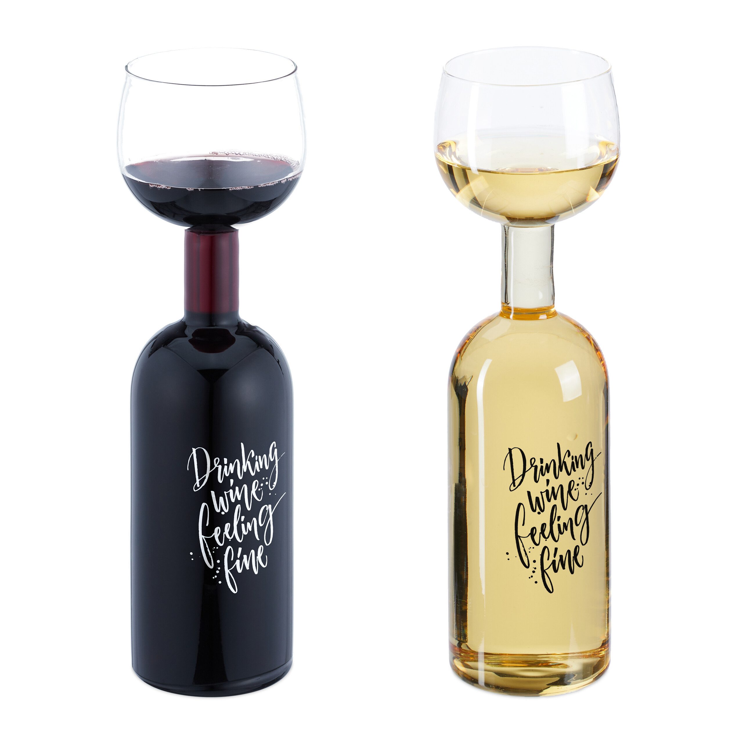 relaxdays Weinglas Weinflasche mit Glas 750 ml, 1-tlg., Glas