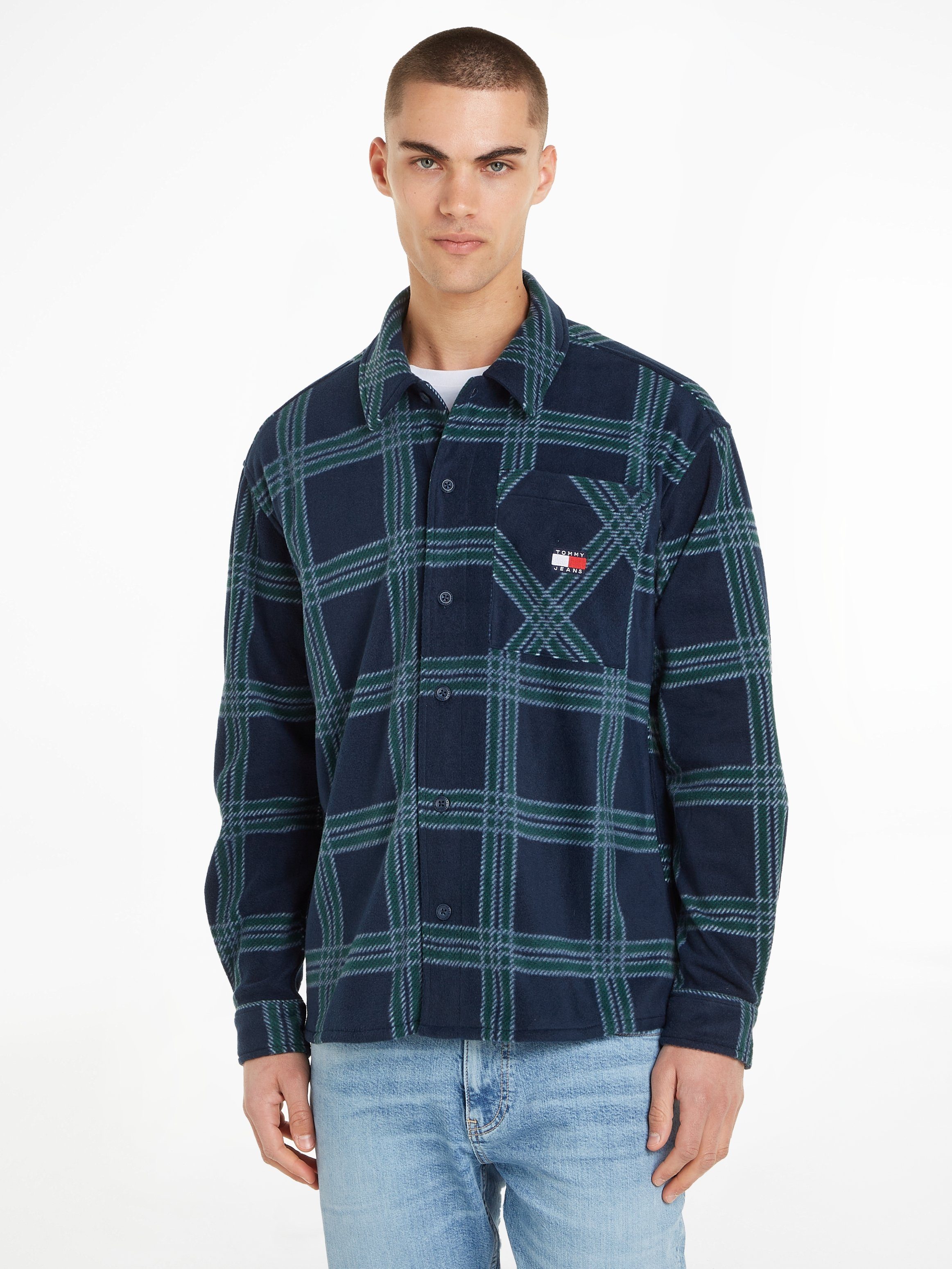 Jeans CHECK mit FLEECE Karomuster Tommy Fleecehemd OVERSHIRT TJM POLAR