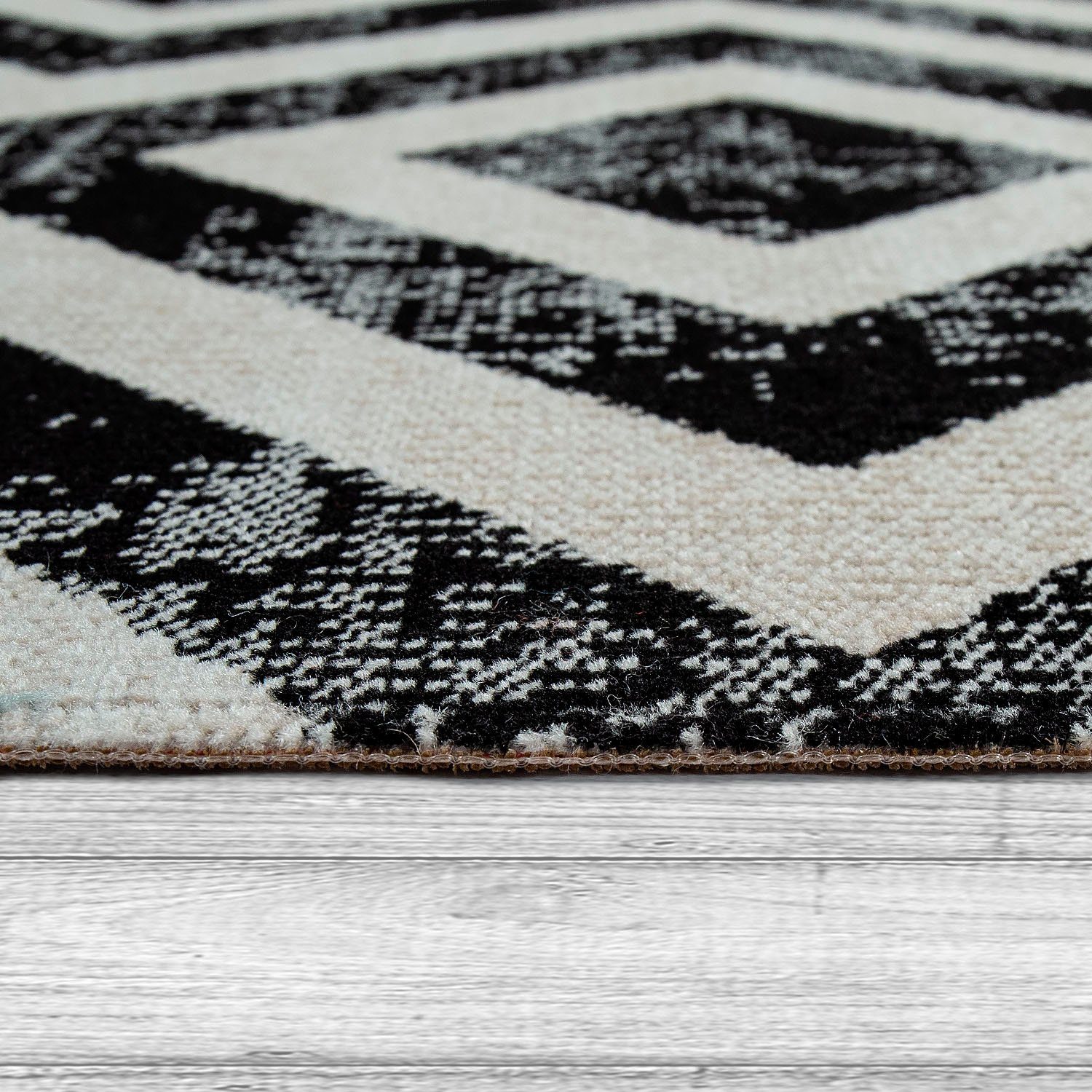 Paco Home Teppich Poco 821, rund, Höhe: 6 mm, Kurzflor, Rauten-Design, In- und Outdoor geeignet