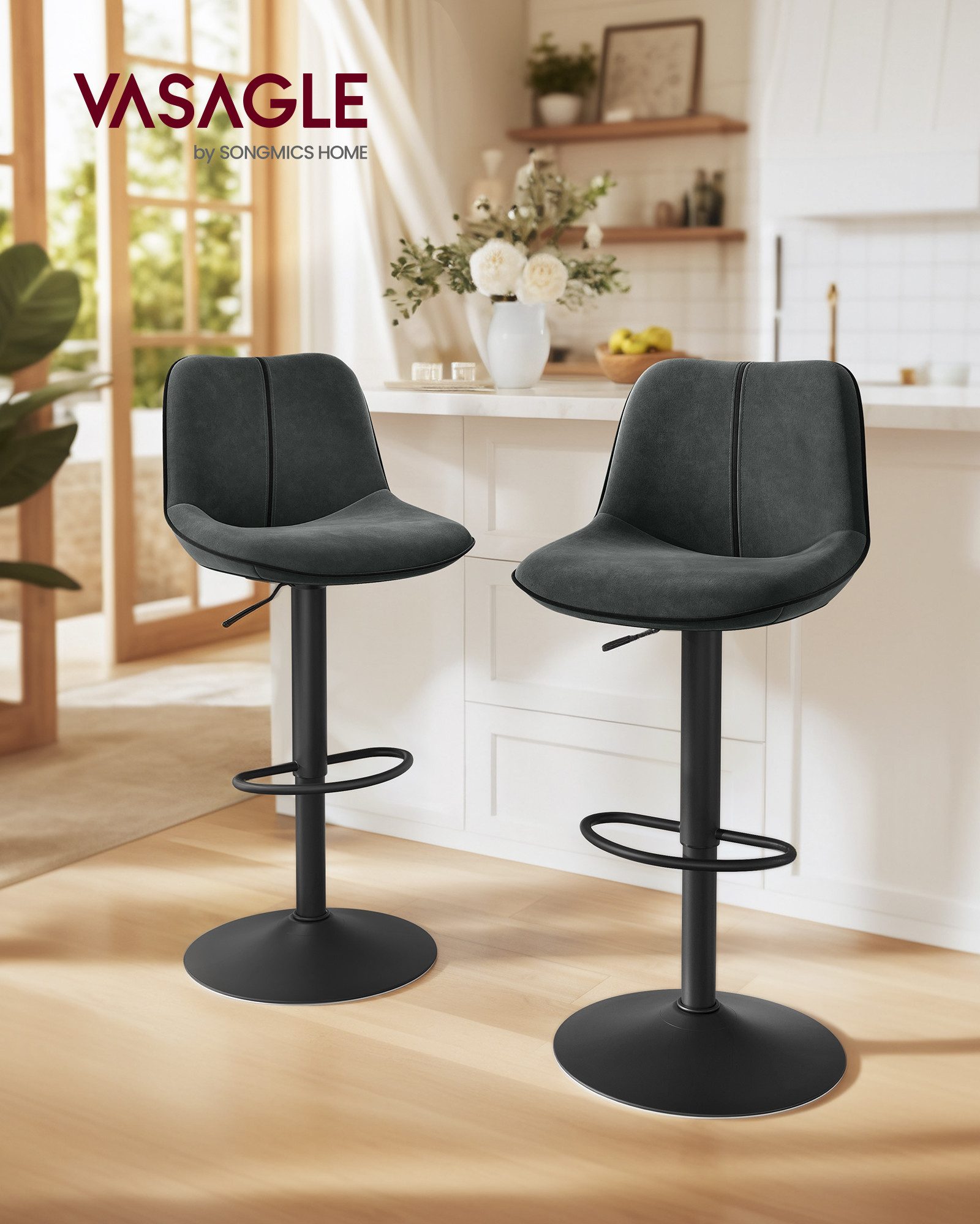 VASAGLE Barhocker Barstühle (2er), 2 Barhocker, 2 Barstühle, höhenverstellb günstig online kaufen