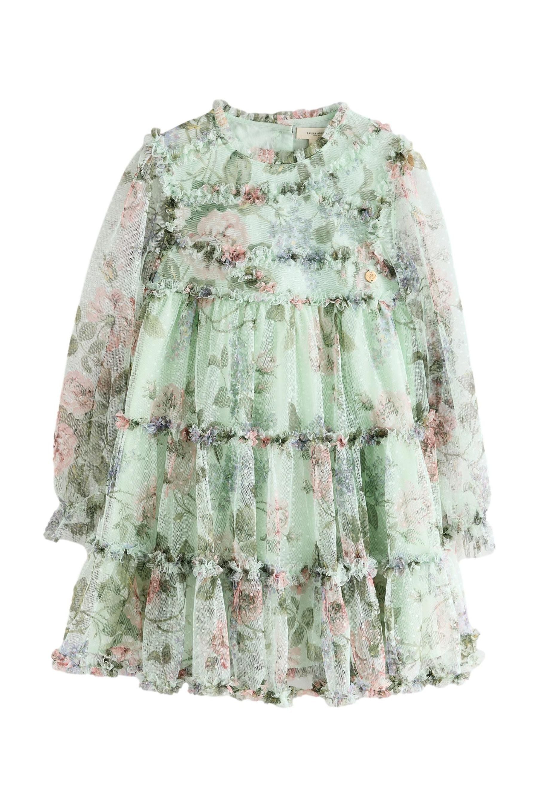 LAURA ASHLEY Tüllkleid Laura Ashley Mesh-Kleid mit Blumen-Print (1-tlg)