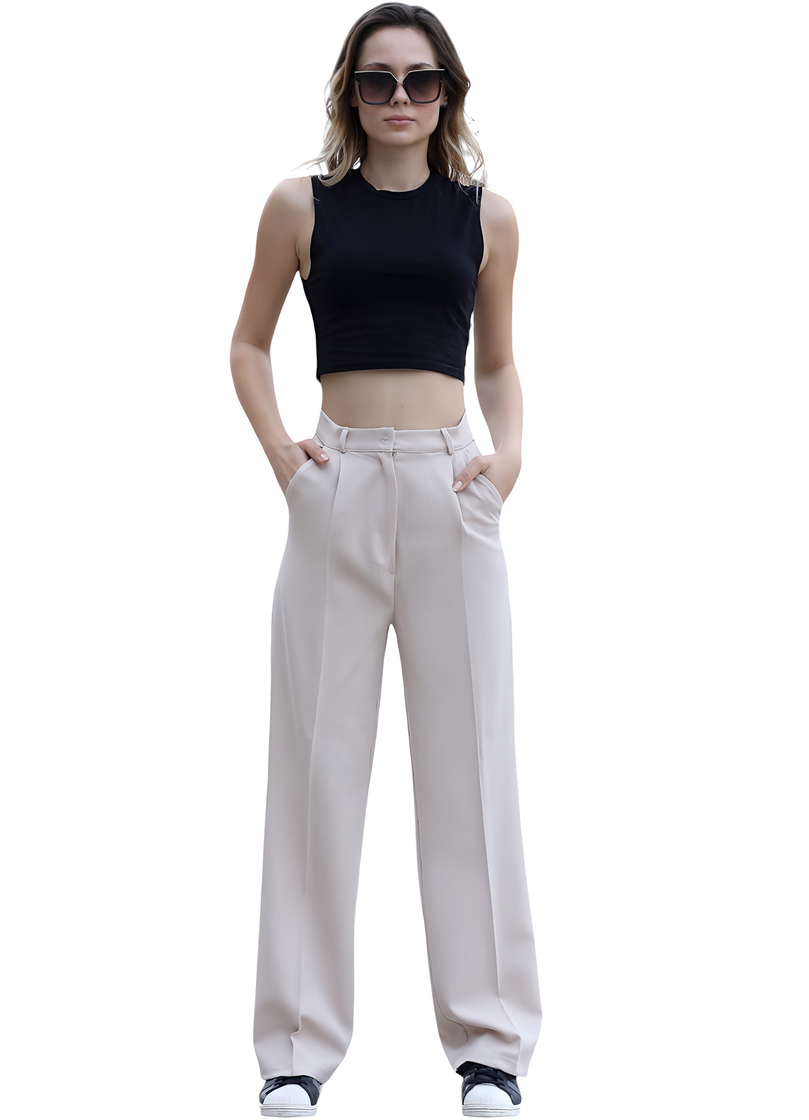 fashionshowcase Palazzohose Damen mit hohem Bund - Elegante Marlene-Hose mi günstig online kaufen