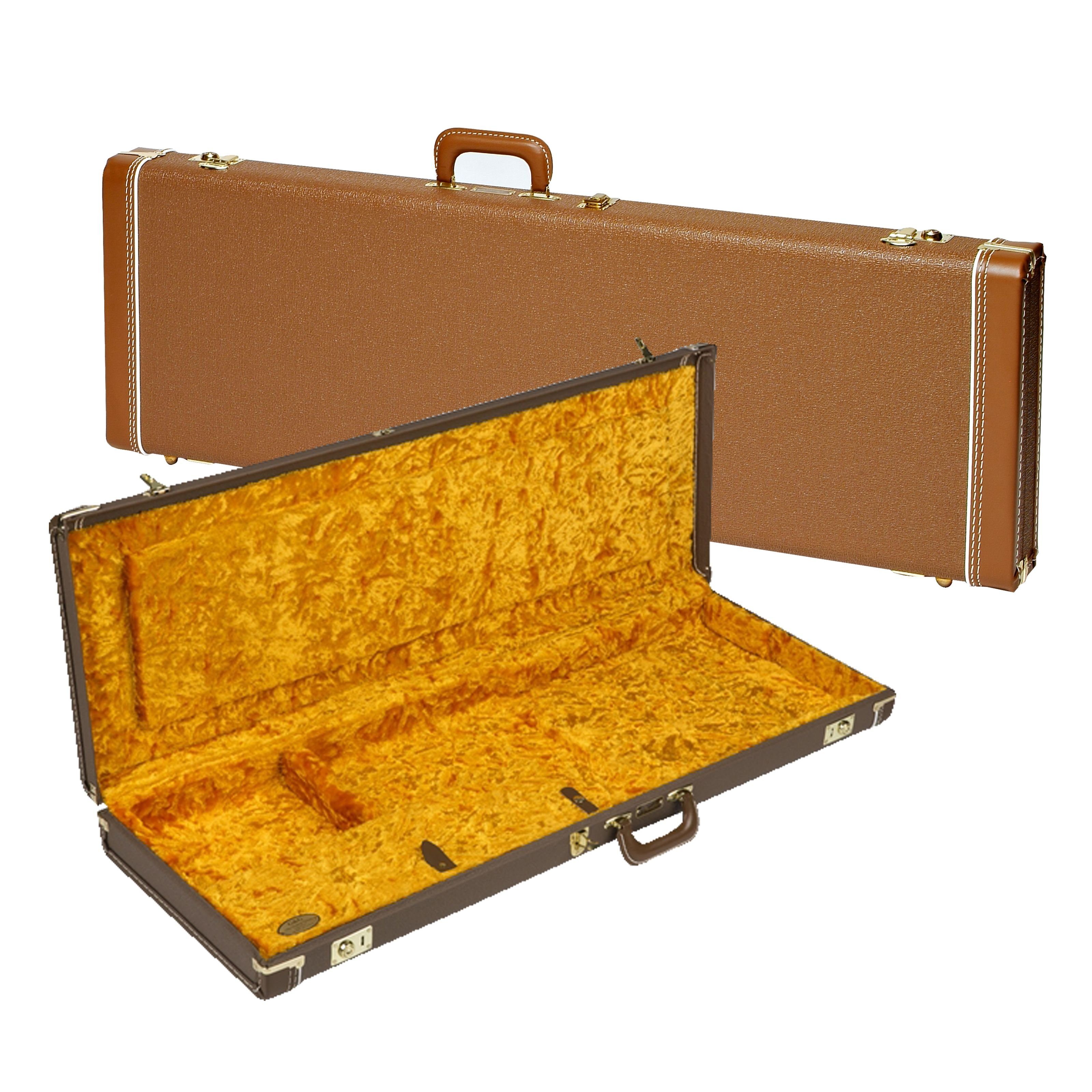 Fender EGitarrenKoffer, Deluxe Hardshell Case Brown Tolex Gold Jaguar