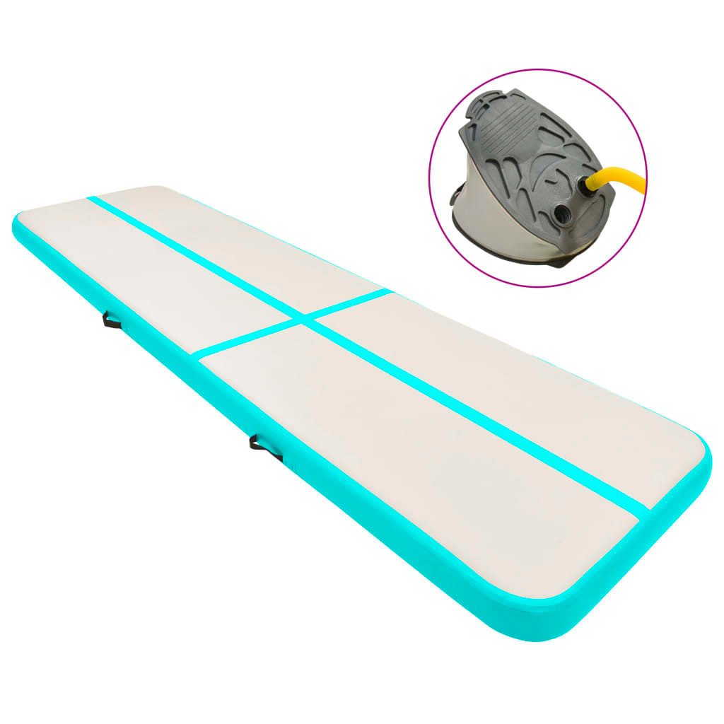 Gymnastikmatte Aufblasbare Gymnastikmatte mit Pumpe 800x100x15 cm PVC Grün