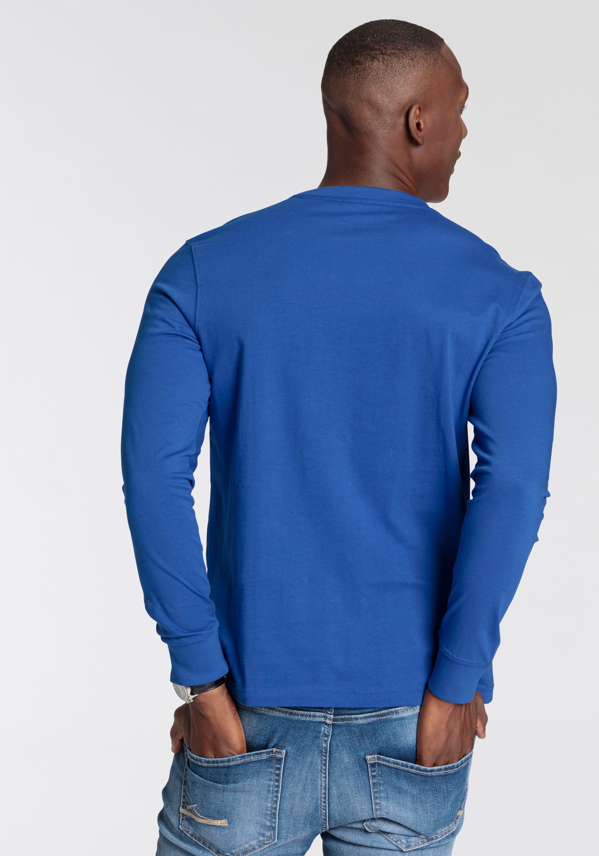 DELMAO Langarmshirt modischem Brustprint royalblau - NEUE mit MARKE!