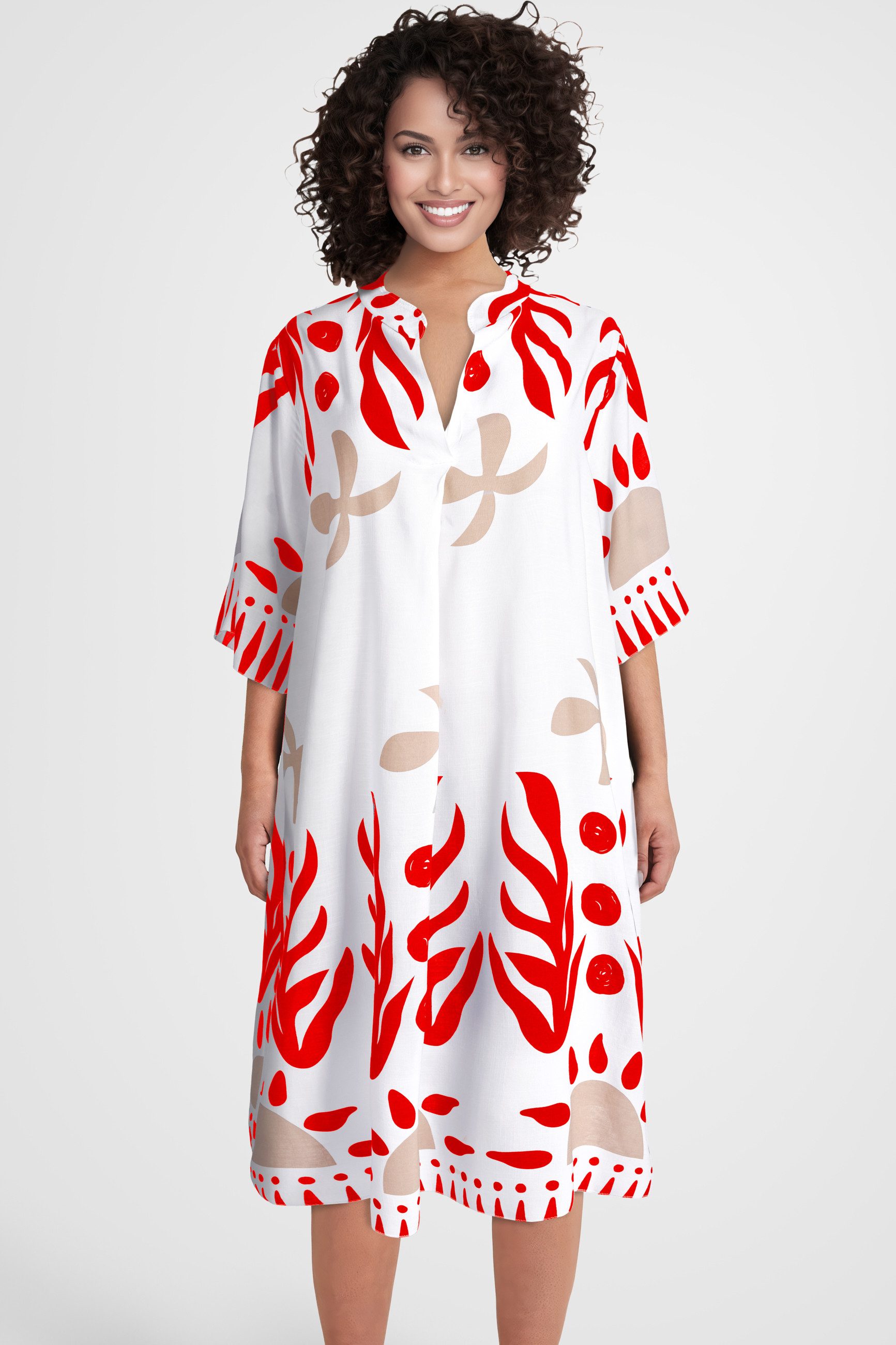 PEKIVESSA Sommerkleid Weites Blusenkleid wadenlang kurzarm günstig online kaufen