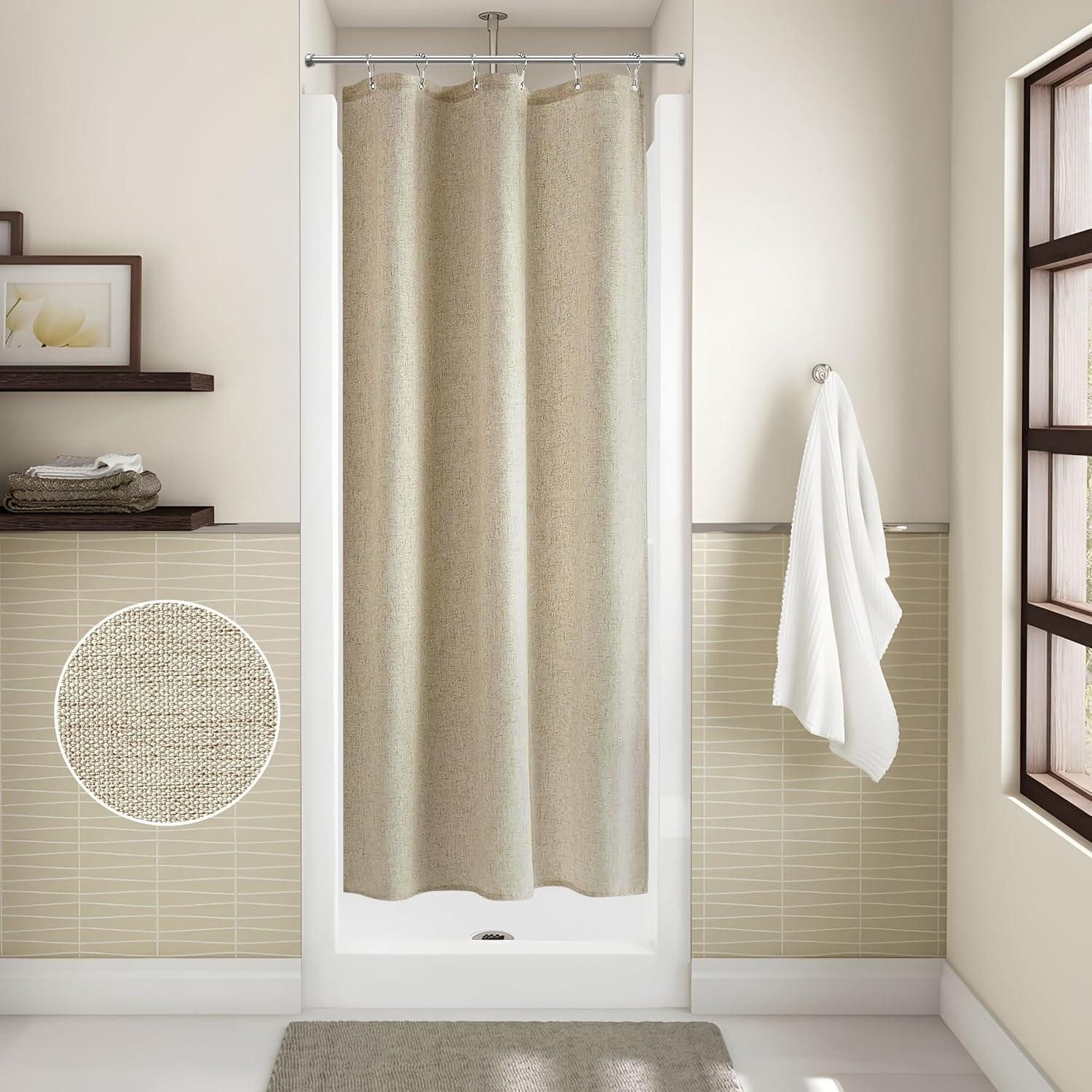 LuxusKollektion Duschvorhang Duschvorhang Leinen Anti-Schimmel Stoff Textil wasserdicht schwer Breite 92 cm – Bild 5 von 5