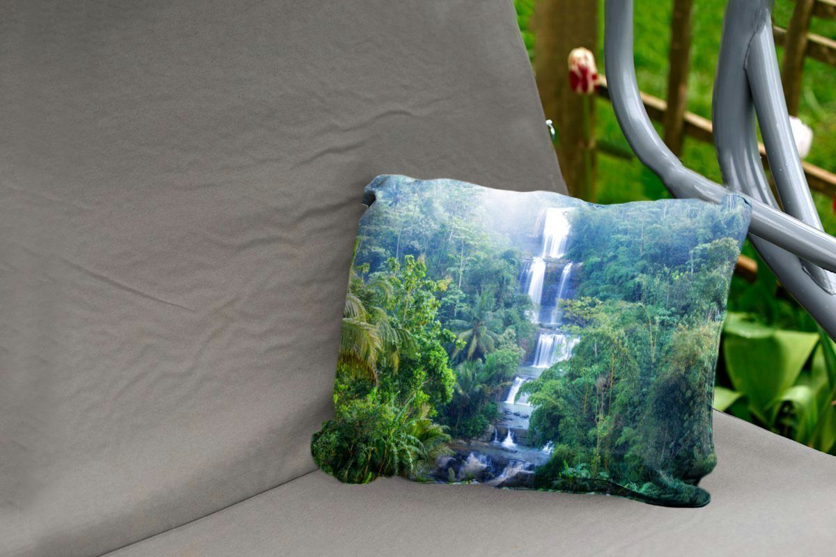 Kissenhülle Dekokissenbezug, Indonesien, Polyester, MuchoWow Wasserfälle in Dekokissen Outdoor-Dekorationskissen,