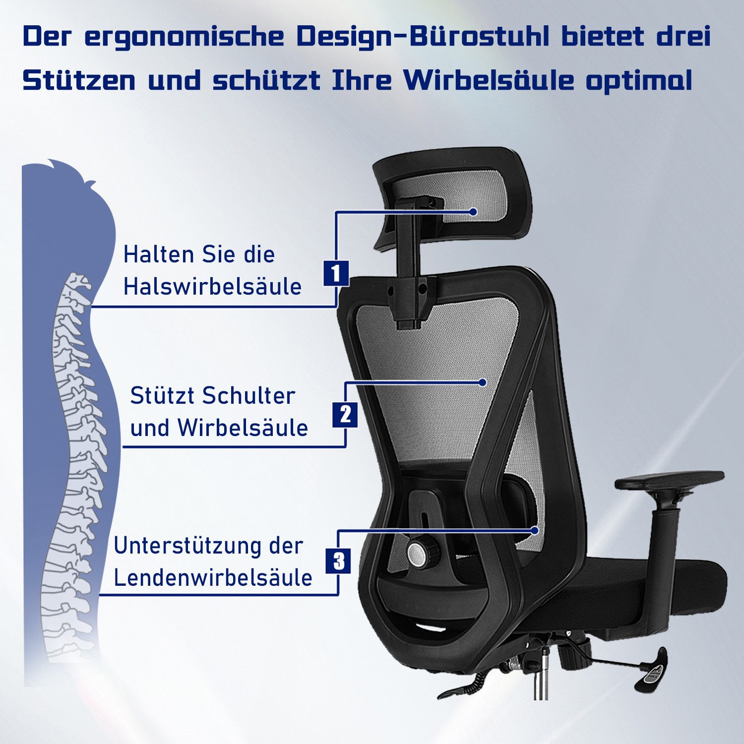 Durrafy Chefsessel Bürostuhl,Ergonomische Bürostühle,Schreibtischstuhl 130° günstig online kaufen