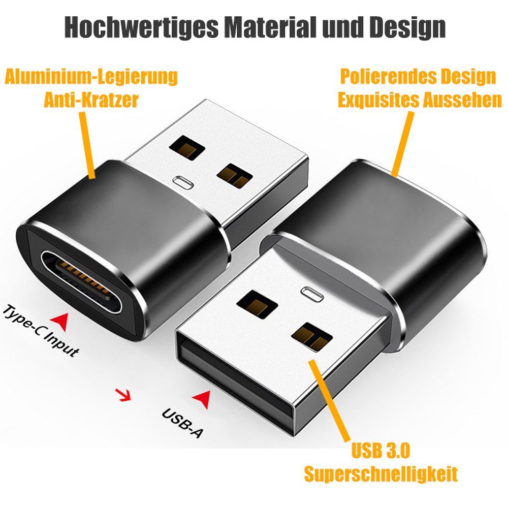 neue dawn 3 Stück USB A auf USB C OTG Adapter für iPhone Samsung iPad Android USB-Adapter Lightning, USB-C, USB Typ A zu USB-C, USB Typ A, für iPhone 17/17 pro/17 Pro max/Air/16e/16 15/16 15 Plus/15 16 pro max