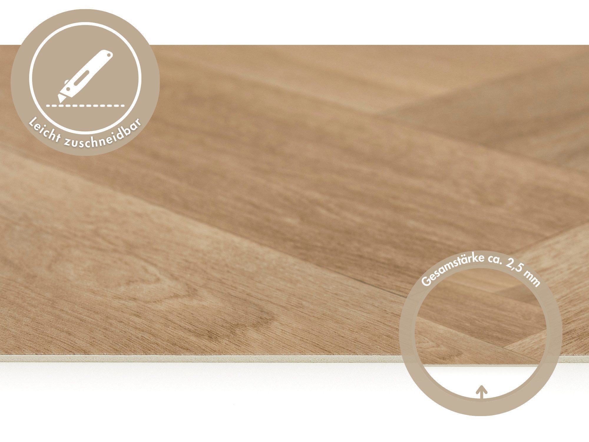 misento Vinylboden Astell in Holzoptik, für Feuchtraum- und Privatbereiche, PVC Bodenbelag Meterware 200/400 cm breit, Stärke 2,5 mm – Bild 3 von 5