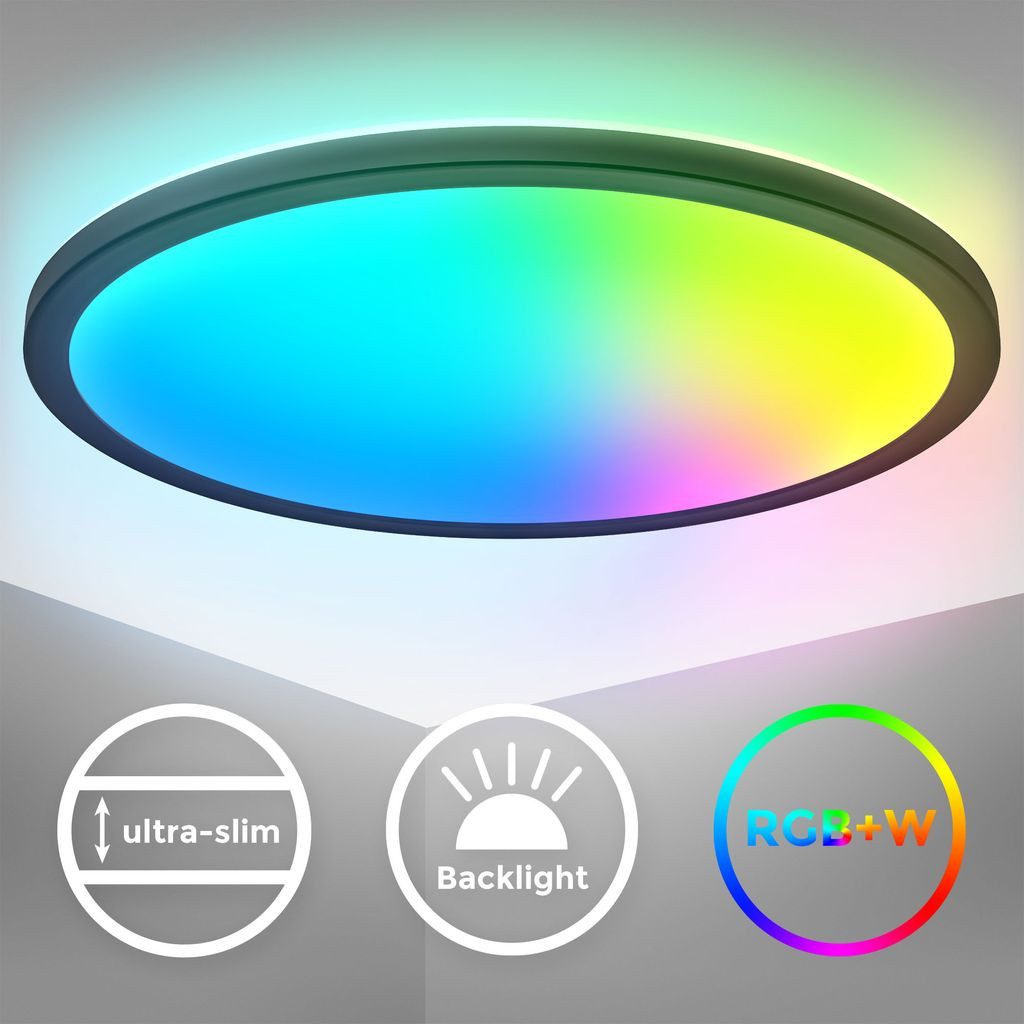 B.K.Licht LED Deckenleuchte BKL1554, Dimmfunktion, LED fest integriert, 2700K - Extra-Warmweiß, RGBW Panel rund 42x3cm flach 22W 2700lm 230V Memory Büro - BKL1554