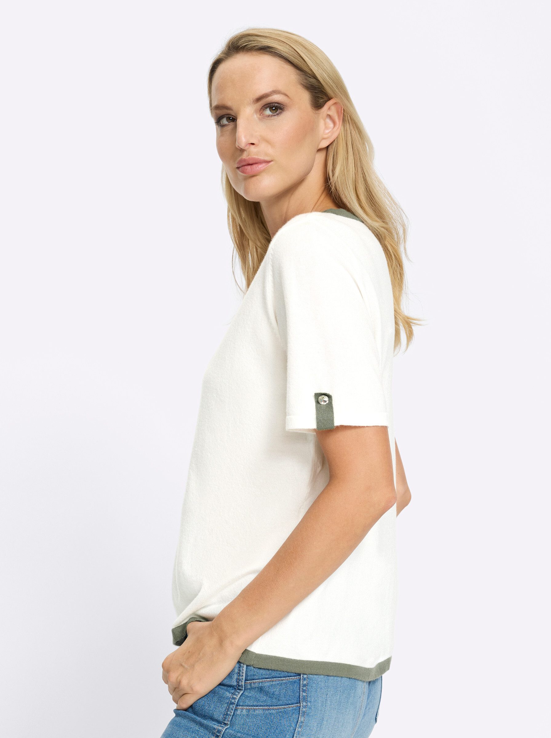 heine Strickpullover Pullover Kurzarm Feinstrick