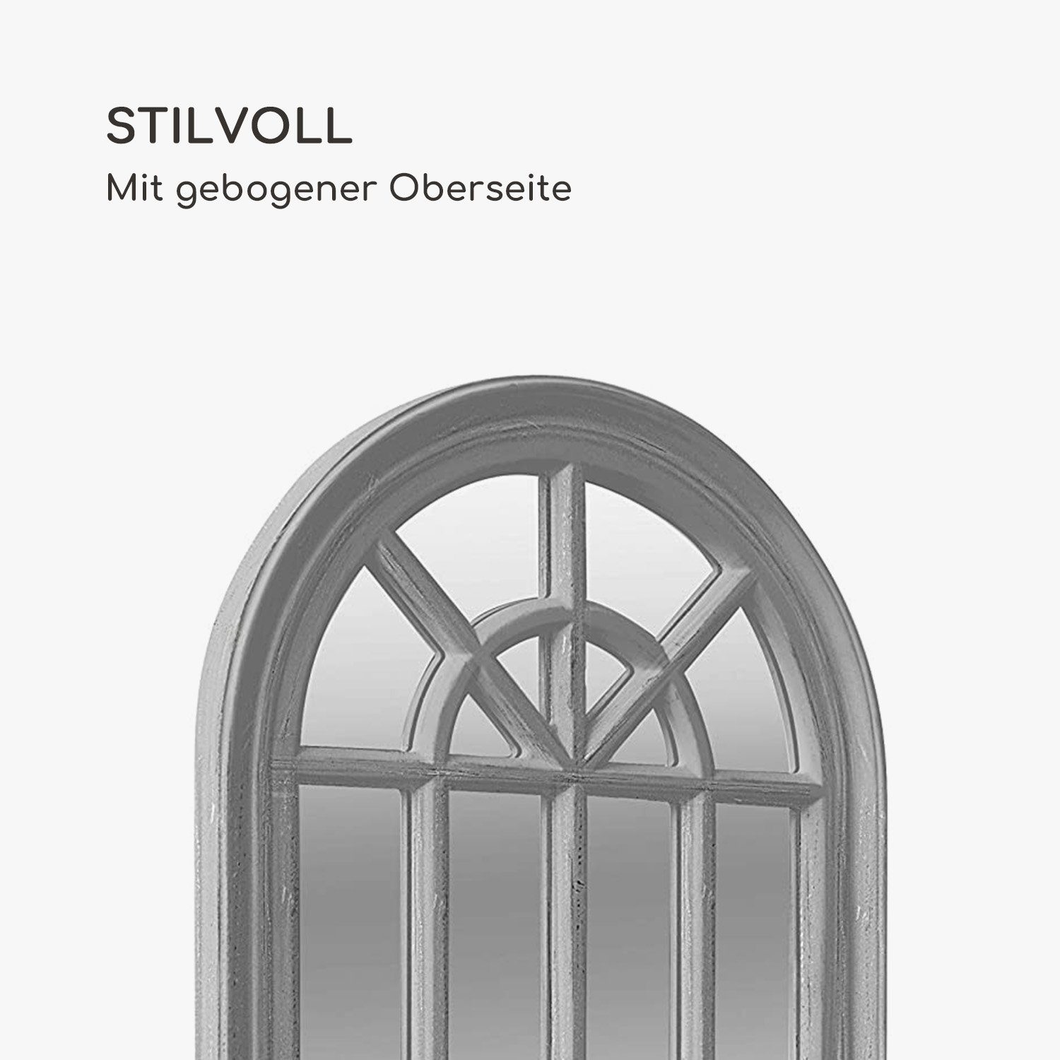 Spiegel Casa 46 cm Grau Savile 86 | Französischer Chic Fensterspiegel x Grau