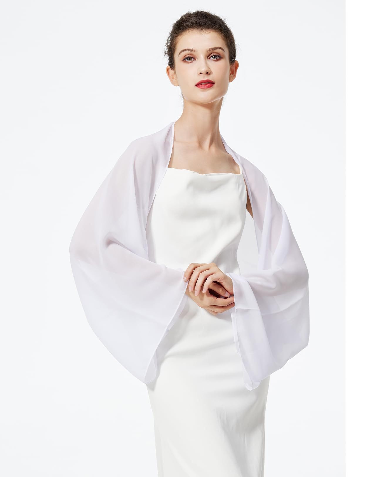 Zaewry Modeschal Damen Chiffon-Bolero, locker geschnitten, mit langen Ärmeln, ideal als Überwurf für Sommerhochzeiten, Abendveranstaltungen