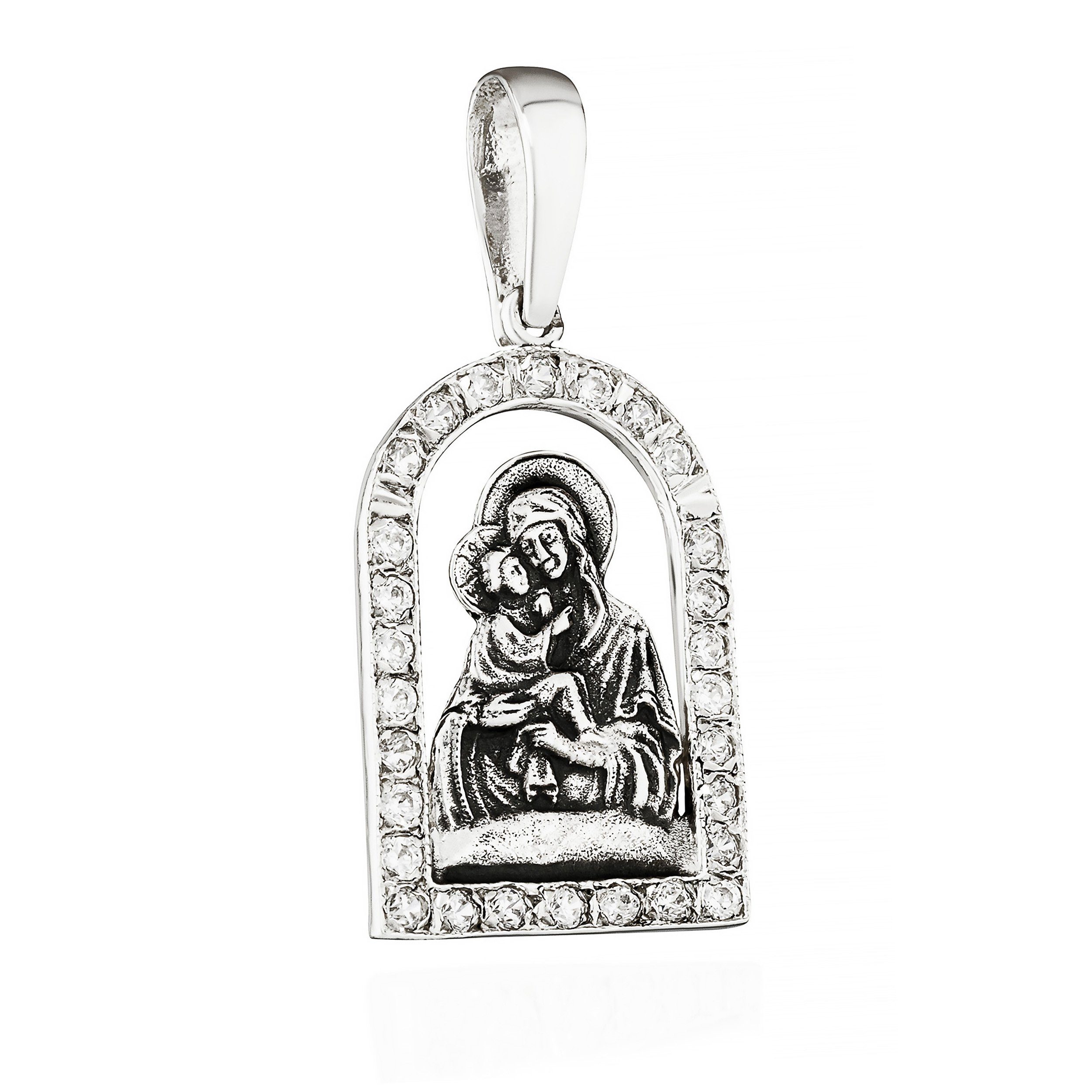 Kreuzanhänger Ikone Anhänger 925 Silber Gottesmutter von Wladimir 20,5mm x 13,8mm de