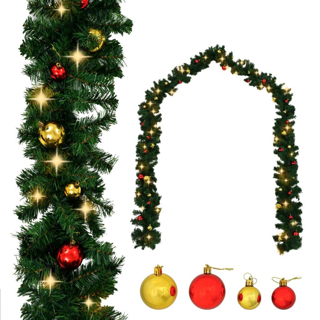vidaXL Girlanden 5 m Weihnachtsgirlande Geschmückt mit Kugeln und LED-Lichtern 5 m
