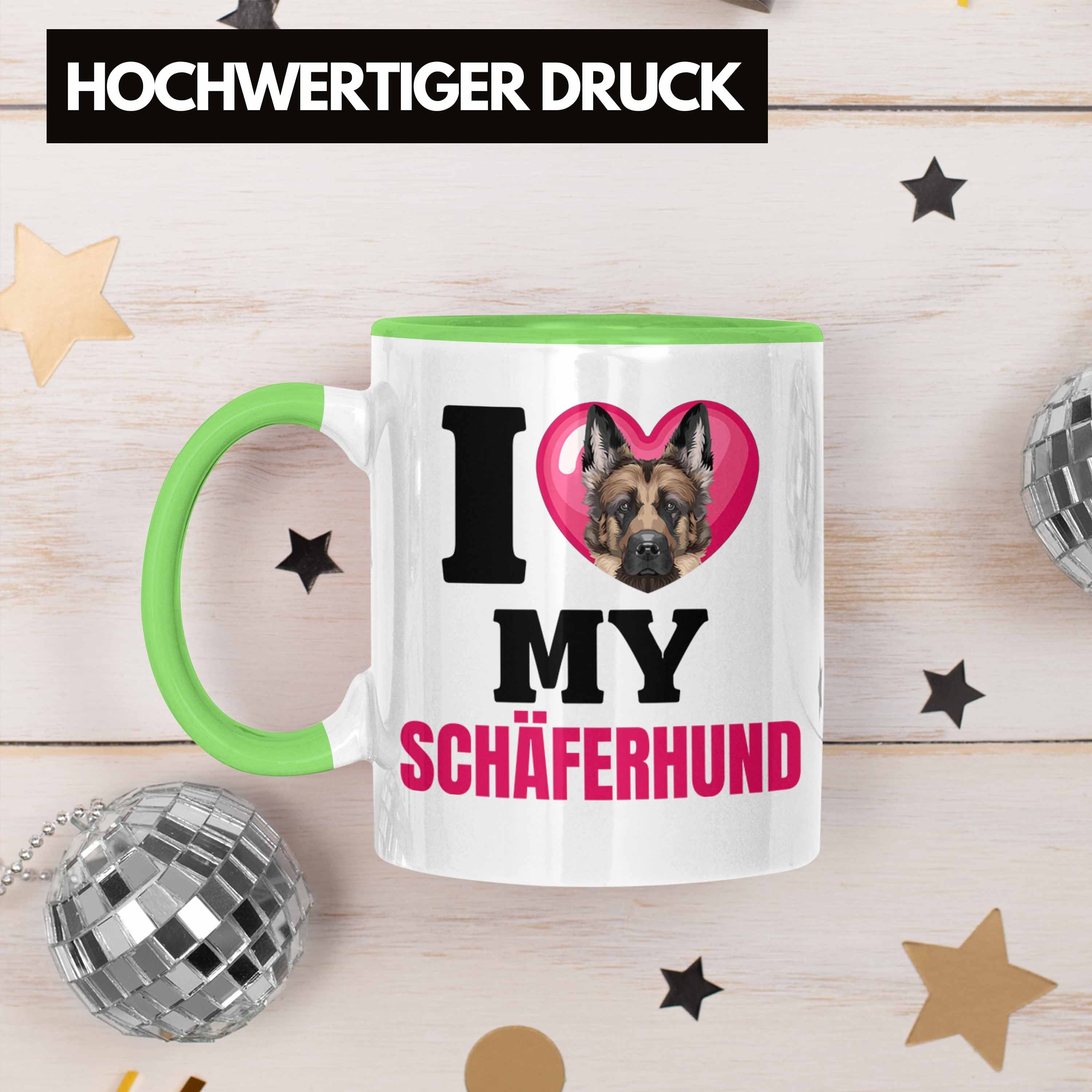 Trendation Tasse Schäferhund Geschenk Geschenkidee Tasse Lustiger Grün L I Besitzerin Spruch