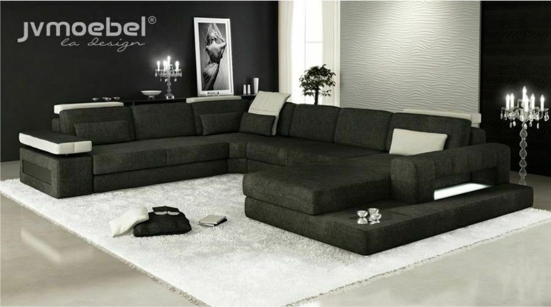 Couch Wohnlandschaften Sofa Form StoffLeder JVmoebel Ecksofa U Ecke Ecksofa, Neu Polster