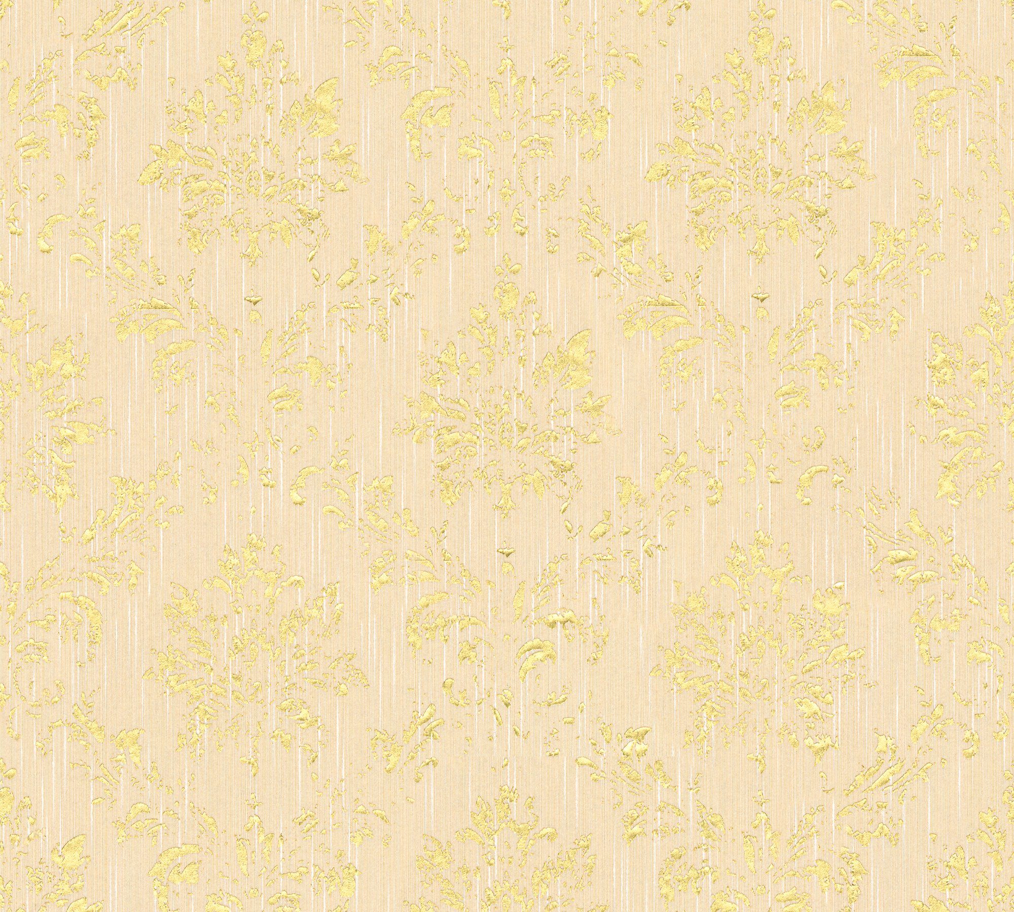 A.S. Création Architects Paper Textiltapete Metallic Silk, samtig, Barock, glänzend, matt, Ornament Tapete Barock creme/gold