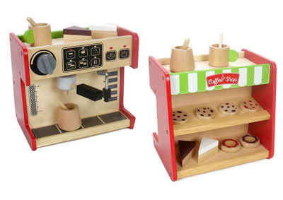 Bubble-Store Kaufladen Holzspielzeug (Holzspielzeug Kuchen Tortenstücke, Kanne mit Rührstab, Becher mit Rührstab), Spielzeug 2 in 1 Kaufladen und Kaffeemaschine