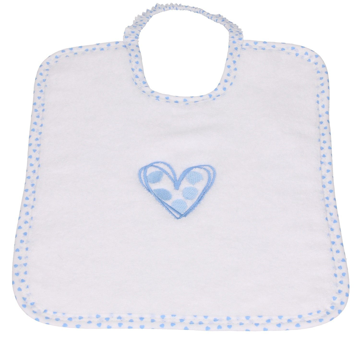 Betz Kapuzenhandtuch 3tlg. Babyset Baumwolle Waschhandschuh, Kinderbadetuch weiß-blau 100% 1 Lätzchen 1 Herzchen 1