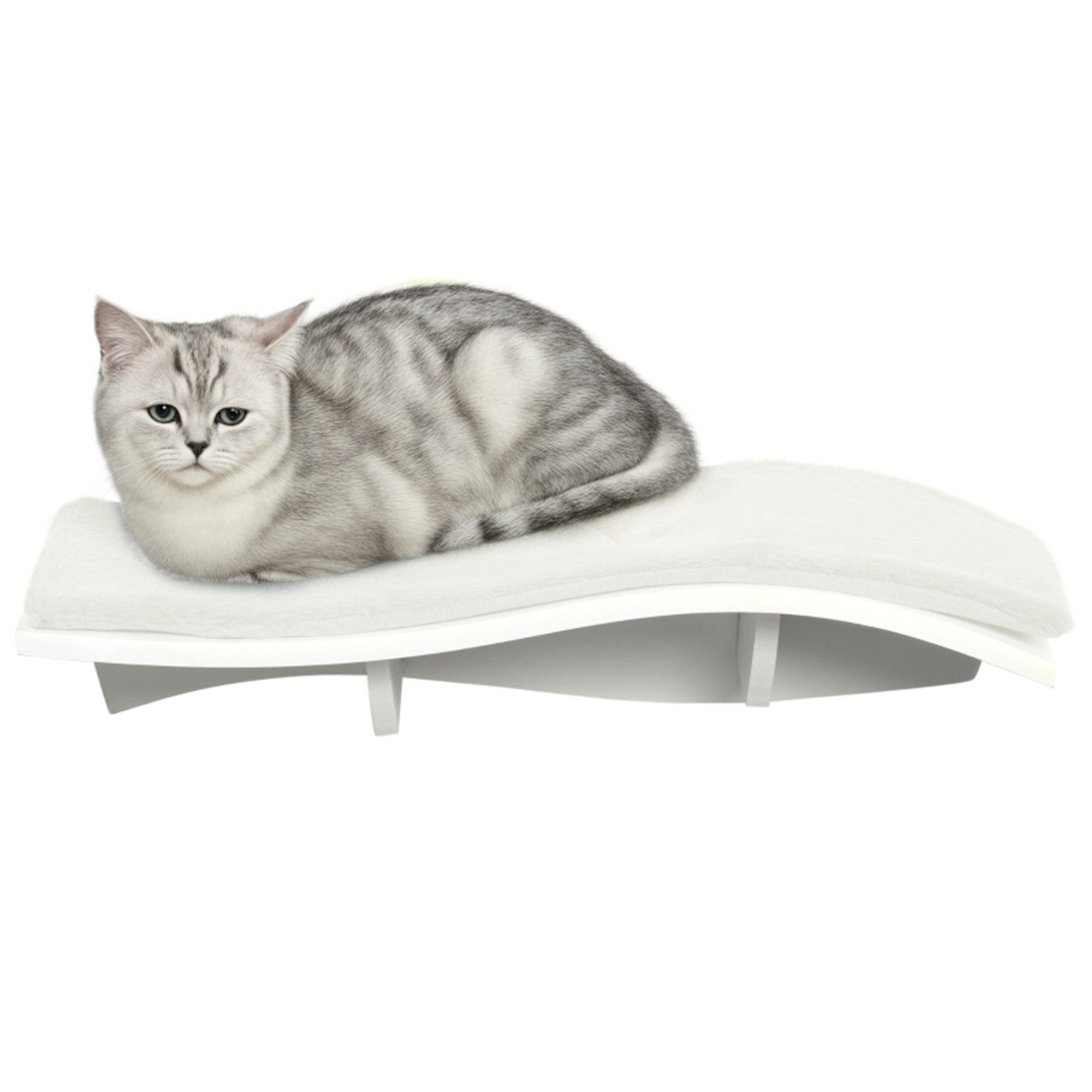 MC Star Katzen-Hängematte Katzen Kletterwand Katzenhängematte Katzenbett Wand Katzenregal, Wandmontage Katzenmöbel Plüsch MDF Weiß 53 x 28 x 12 cm