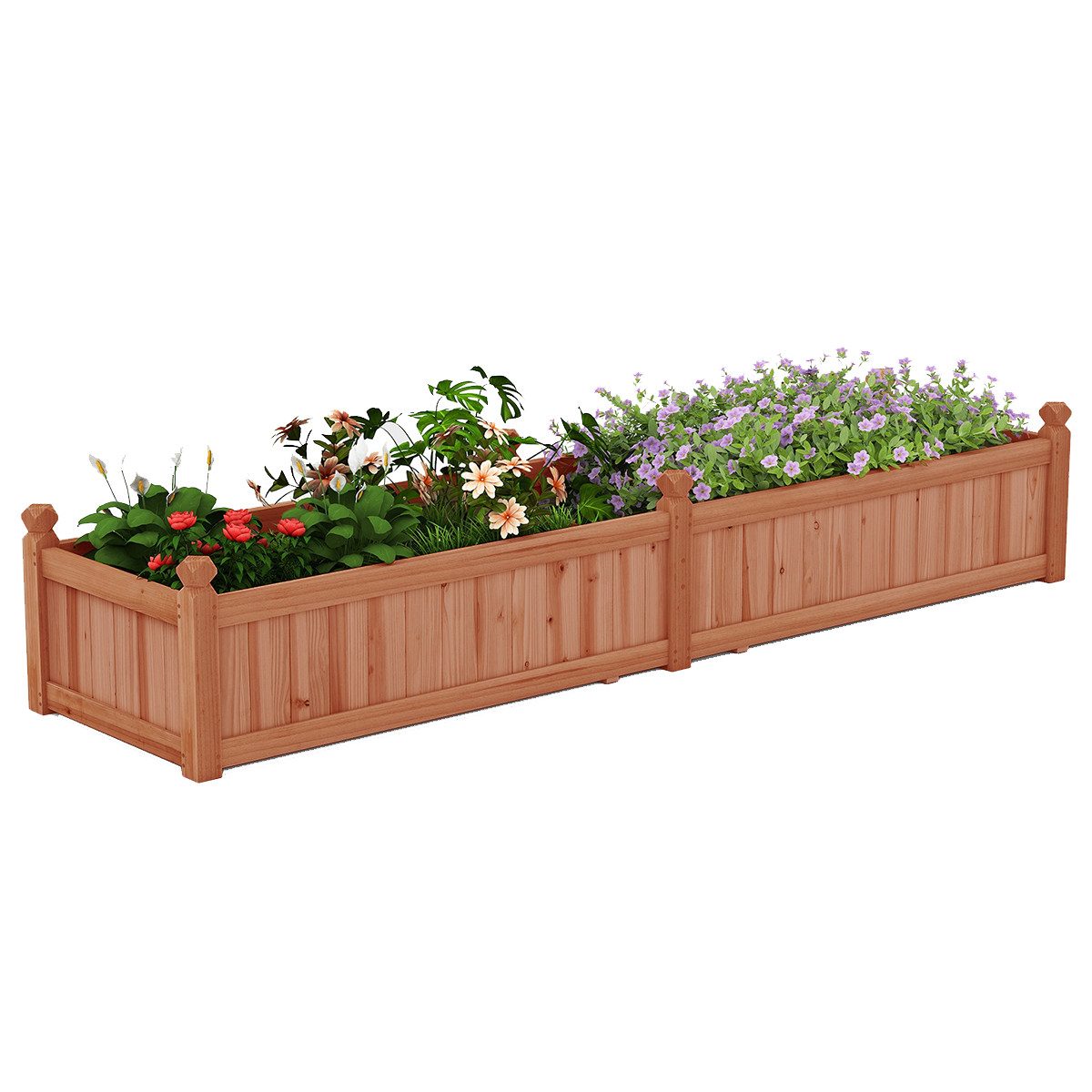 COSTWAY Hochbeet, Blumenkasten, Pflanzkasten, mit Trennwand, 227x59,5x40cm