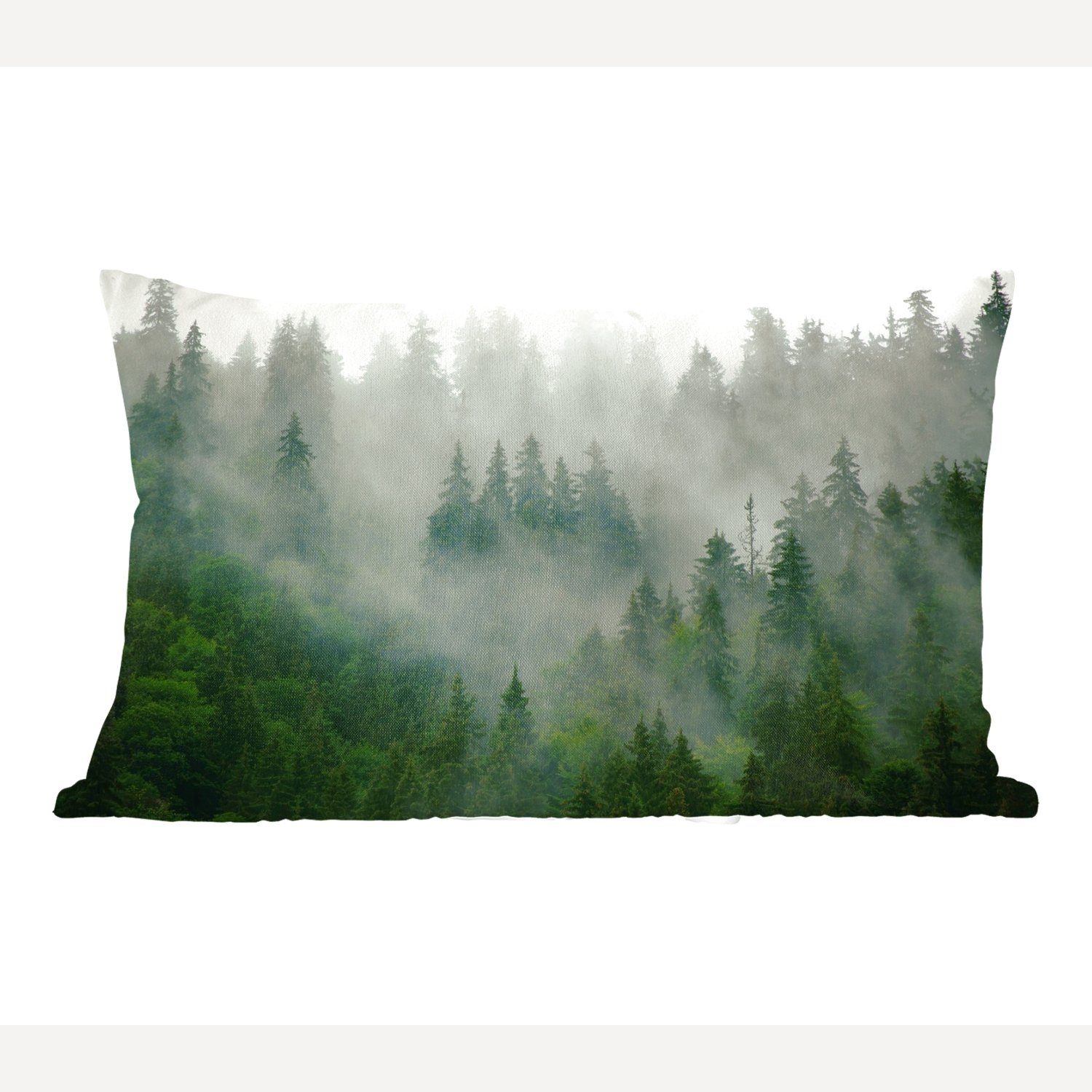 Natur, MuchoWow Dekokissen Bäume Füllung, - mit Schlafzimmer Nebel Zierkissen, - - Wohzimmer Wald Dekokissen Dekoration,