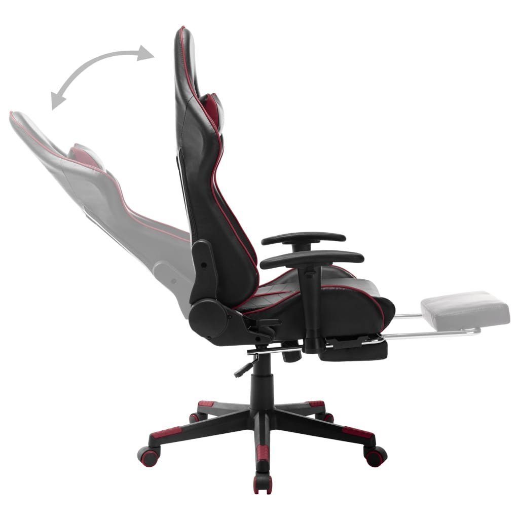 Gaming-Stuhl und mit Kunstleder Schwarz St) furnicato (1 Fußstütze Weinrot