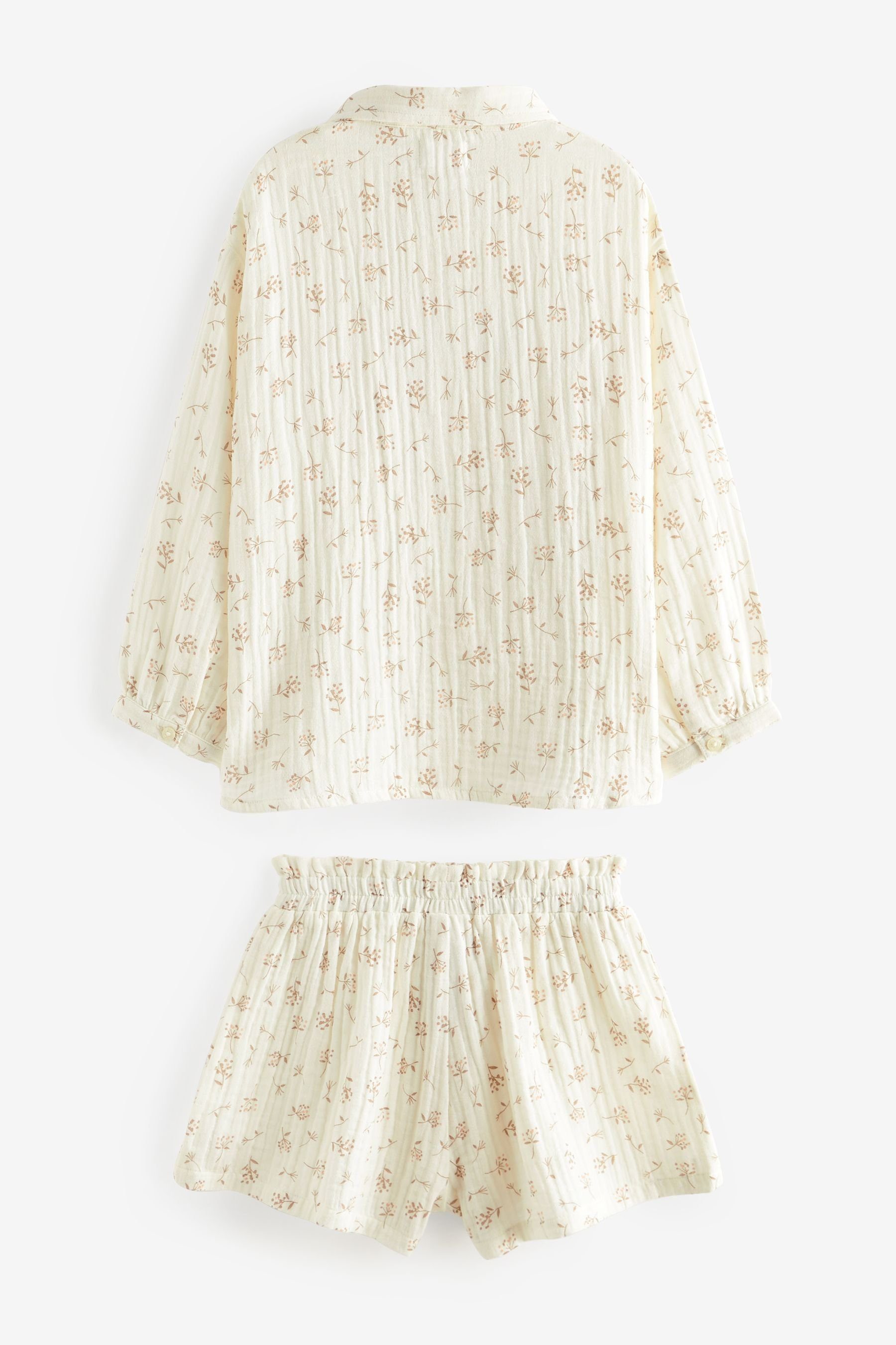 durchgeknöpfter Floral Next Pyjama Neutral Print tlg) Pyjama (2 Kurzer,