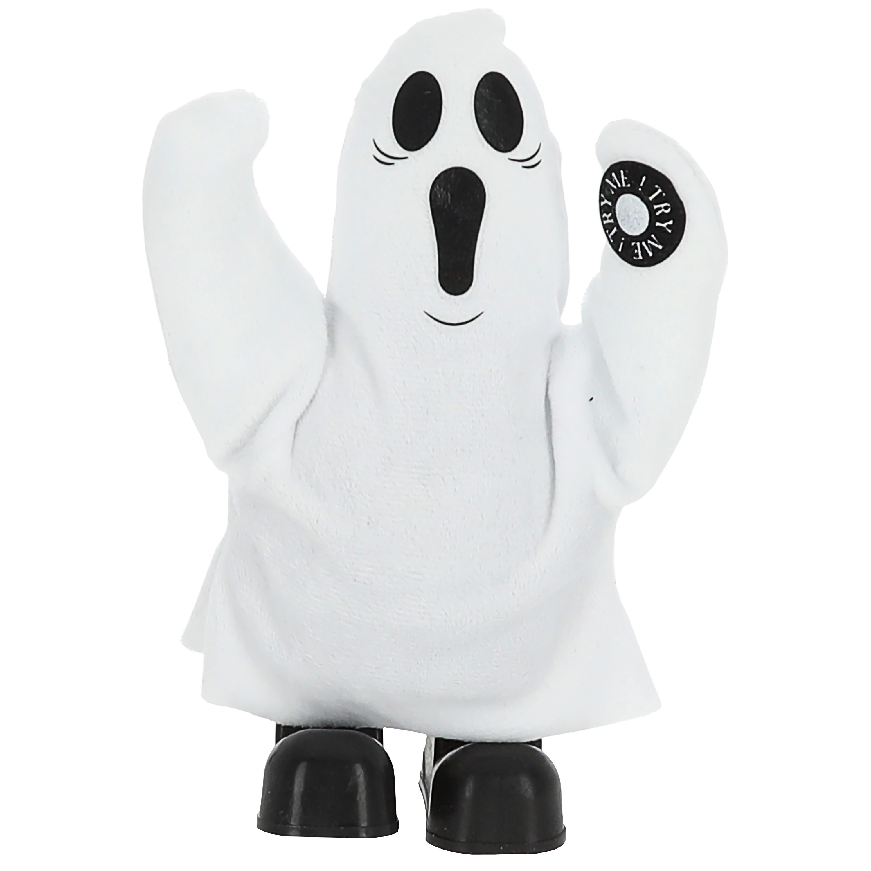 CEPEWA Dekofigur Geist Halloween singend laufend 14x20x8cm weiß schwarz Sound Bewegung – Bild 4 von 4