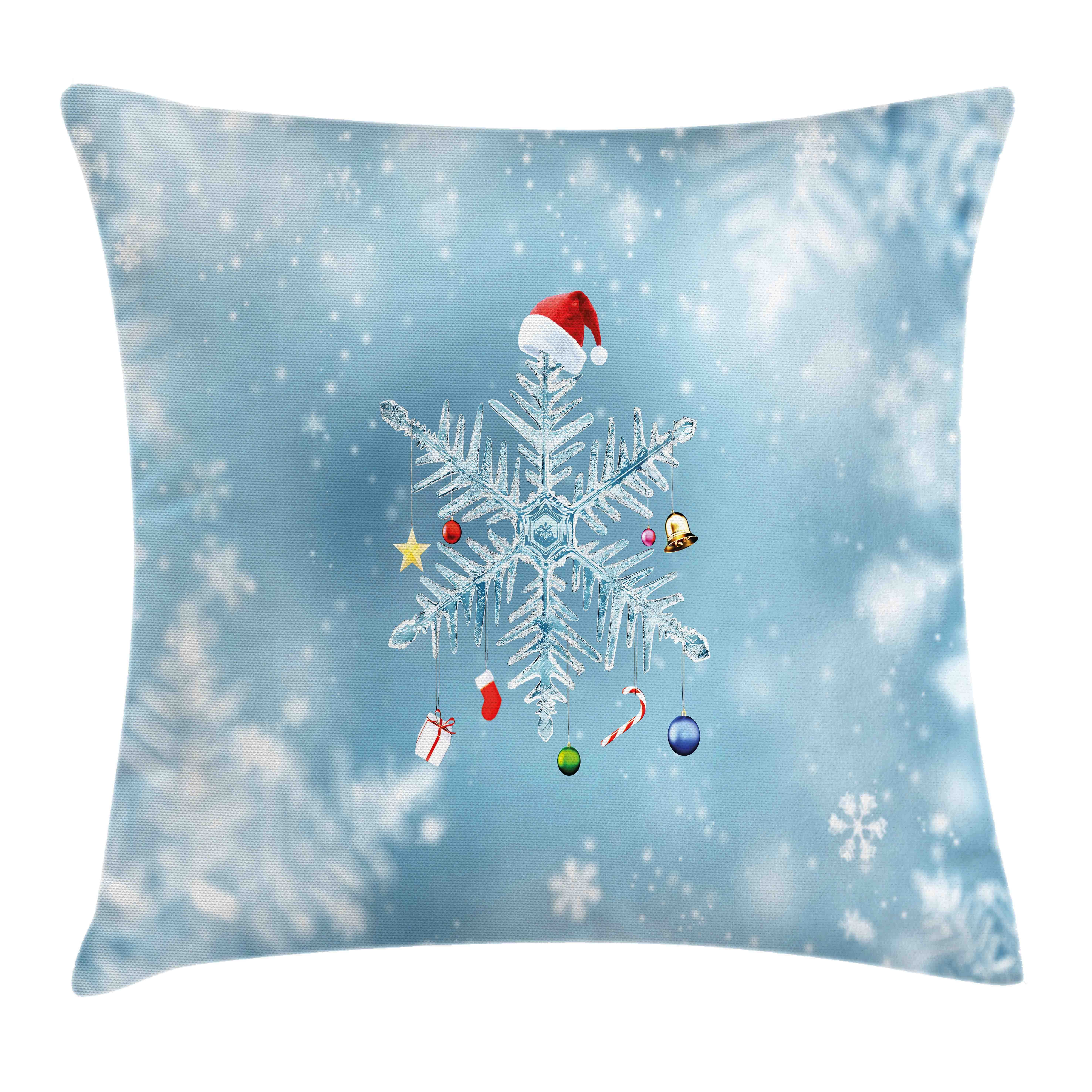 Snowflake Kissenhülle Kissenbezüge Abakuhaus Weihnachten (1 mit Beidseitiger Farben Druck, Farbfesten Stück), Reißverschluss Aufwändige Noel