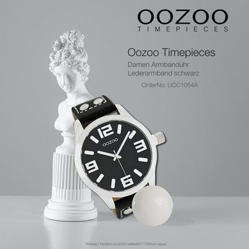 OOZOO Quarzuhr Oozoo Damen Armbanduhr Timepieces C1054, Damenuhr rund, extra groß (ca. 46mm) Lederarmband, Fashion-Style
