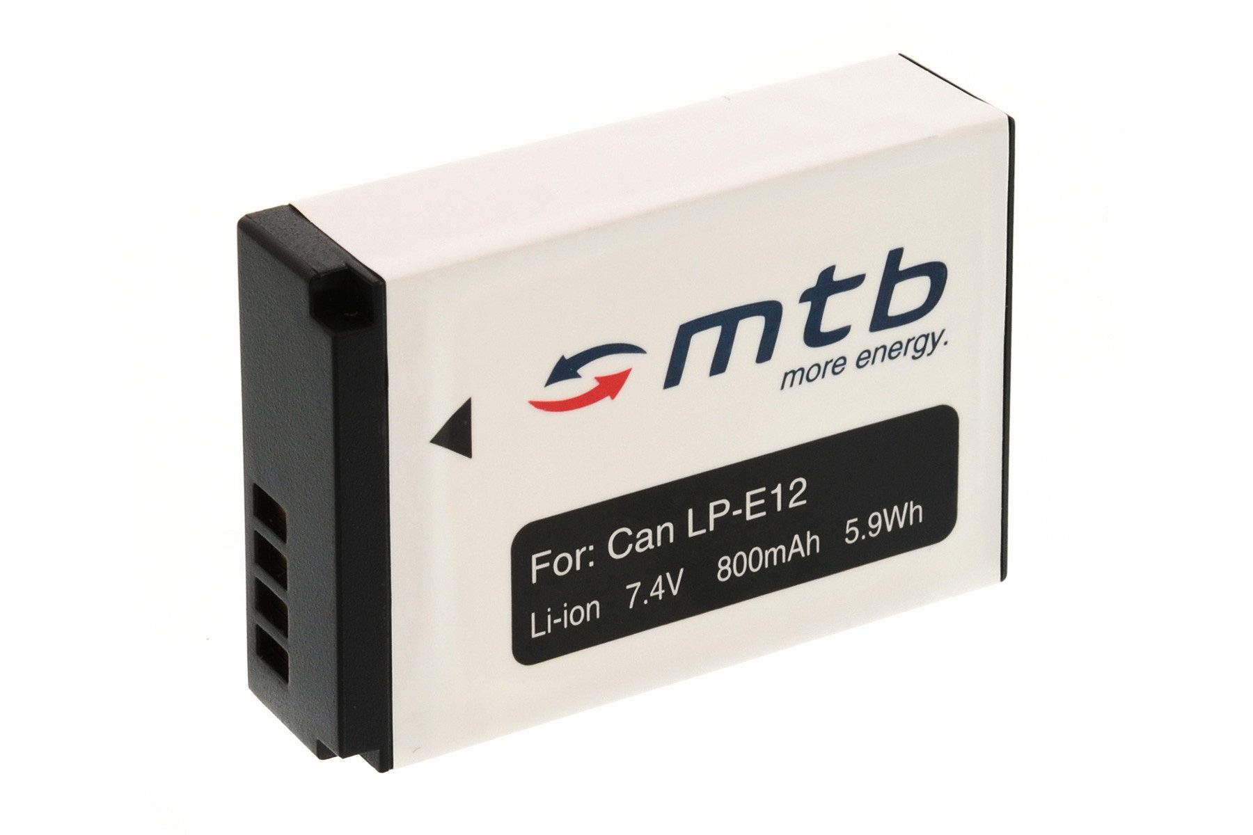 mtb more energy Akku für Canon LP-E12 Kamera-Akku kompatibel mit Akku-Typ Canon LP-E12 800 mAh (7,4 V)