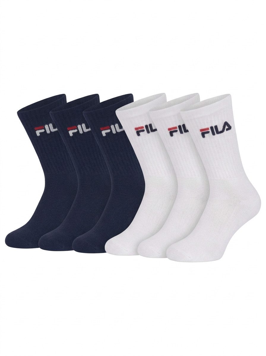 Fila Tennissocken UNISEX CREW TENNIS FULL TERRY SOCKS (6 Paar) Sportsocken, flache Zehennaht