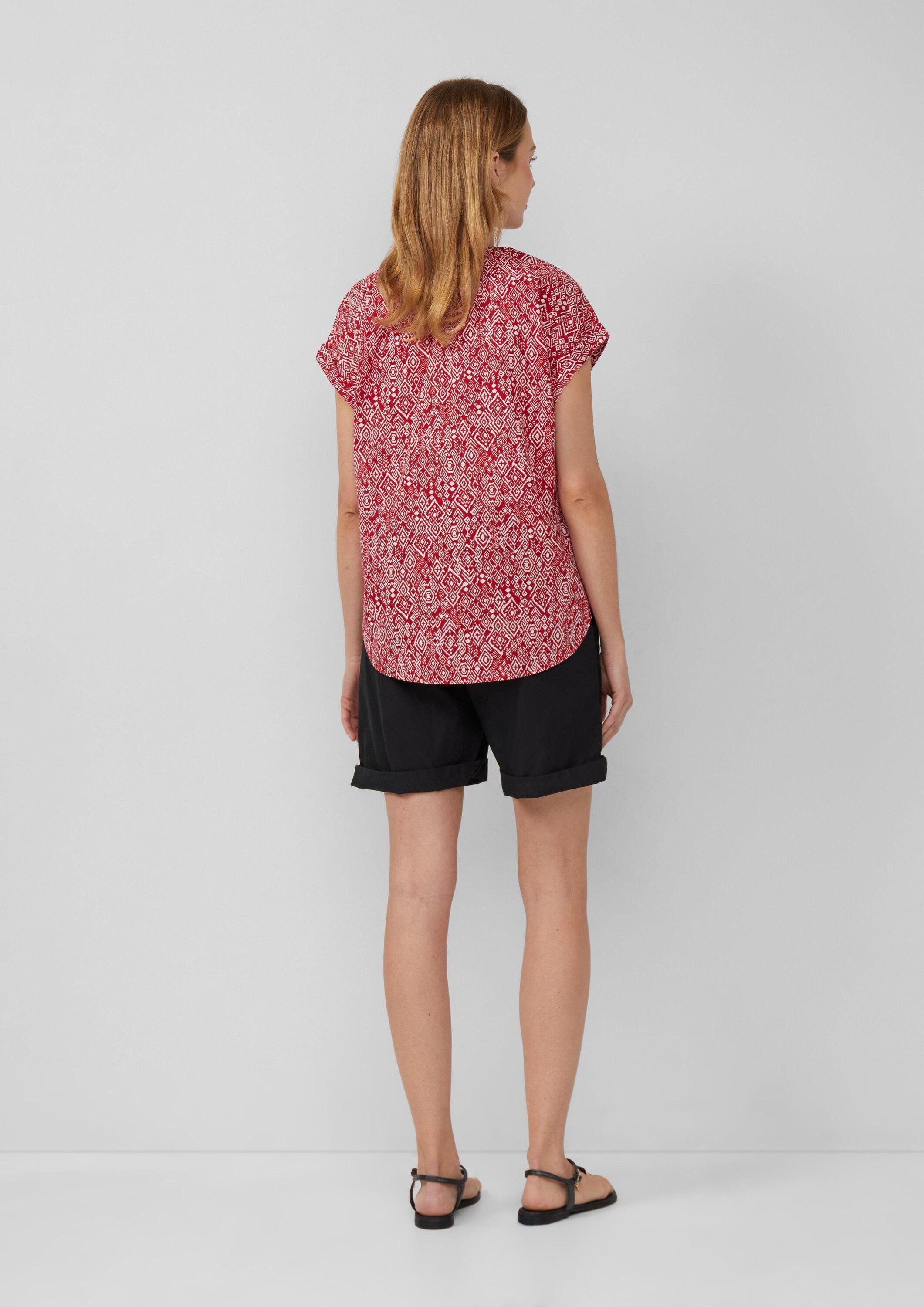 s.Oliver Kurzarmbluse Bluse Leichte Baumwoll-Bluse mit All-over-Print