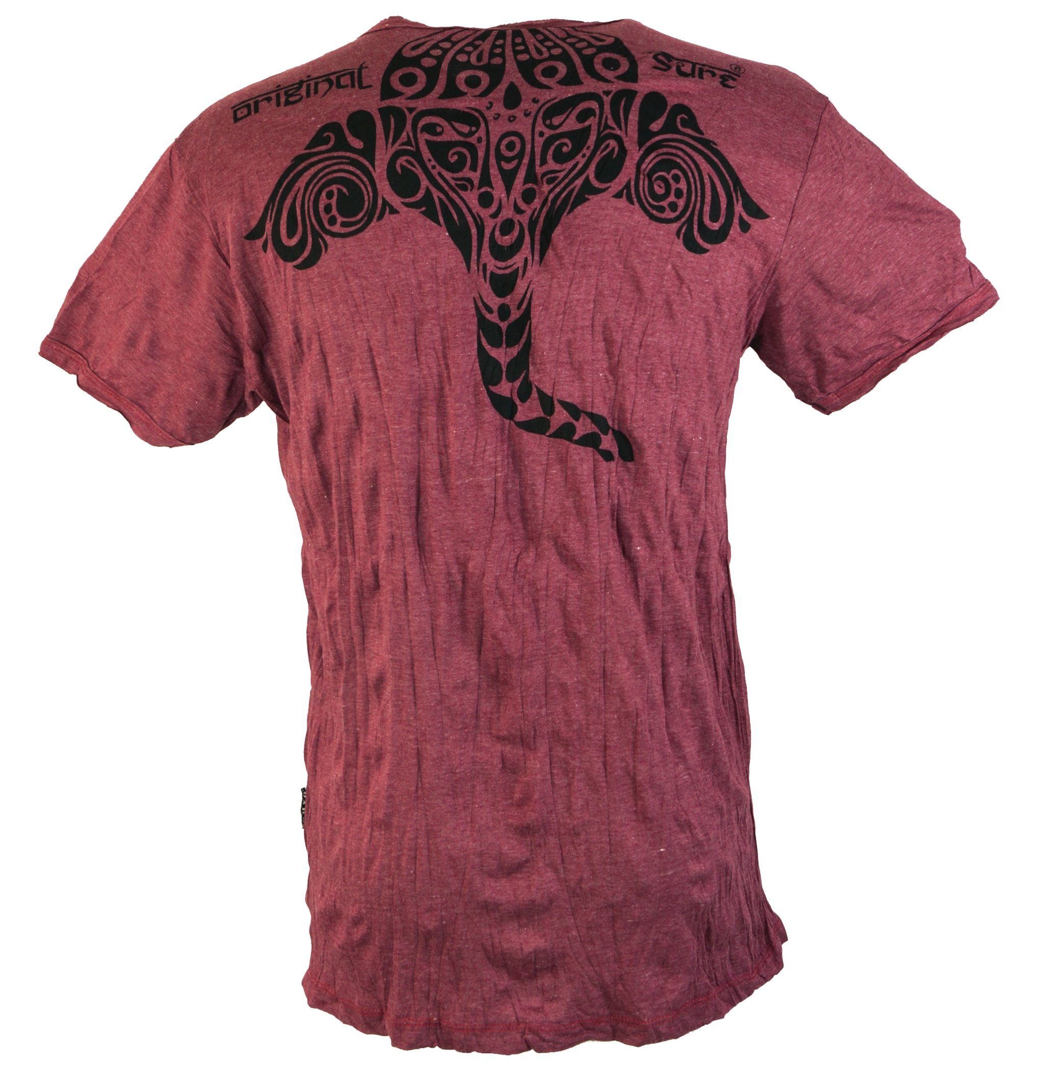 Guru-Shop Tribal Style, T-Shirt Bekleidung Sure Goa alternative - Ganesha Festival, T-Shirt bordeaux