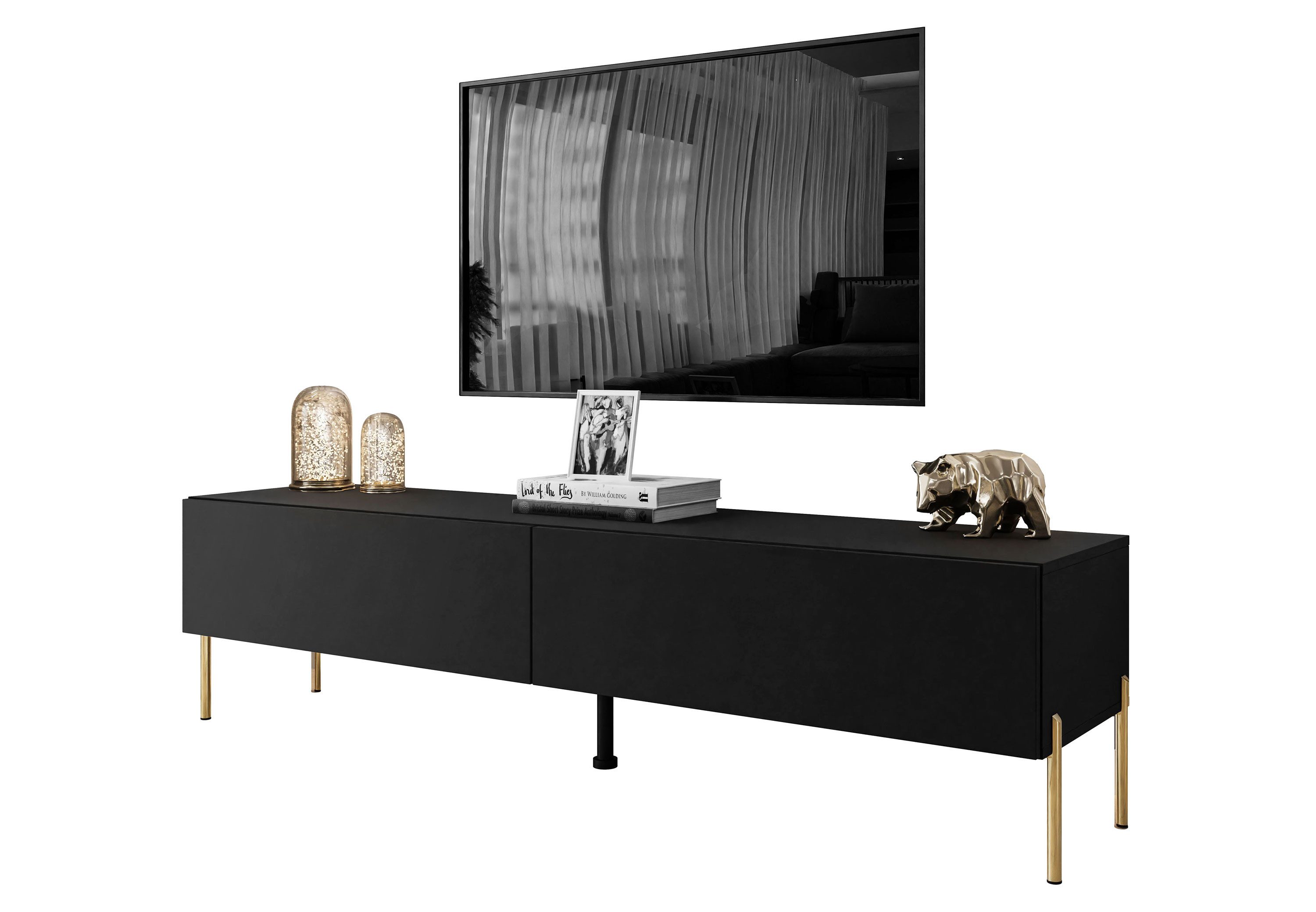 Lookway Lowboard COLETTE MATT TV-Schrank mit Füße und LED Beleuchtung, Breite: 175 cm, Höhe: 39/43/48 cm, Tiefe: 40 cm