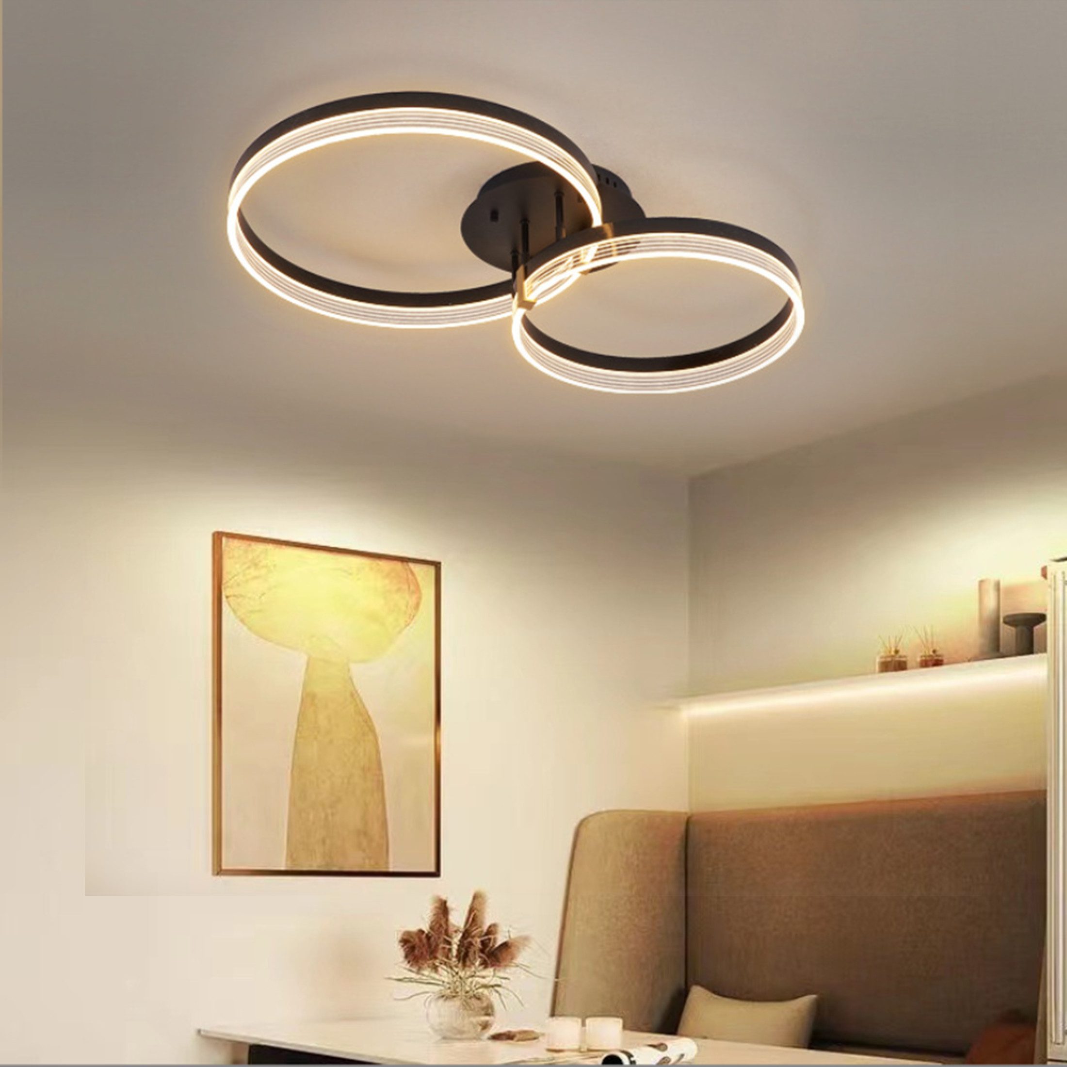 YINDN Deckenleuchte, 2 Ringe LED Deckenleuchten, günstig online kaufen