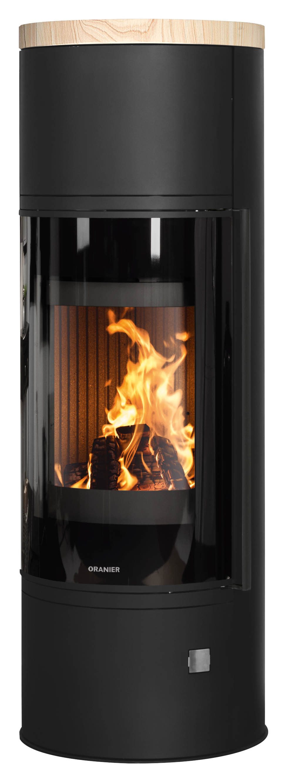 Oranier Kaminofen »Arena W+ 2.0«, 7 kW, Zeitbrand, (2-tlg), Stahl, Abdeckplatte aus Sandstein, sandfarben