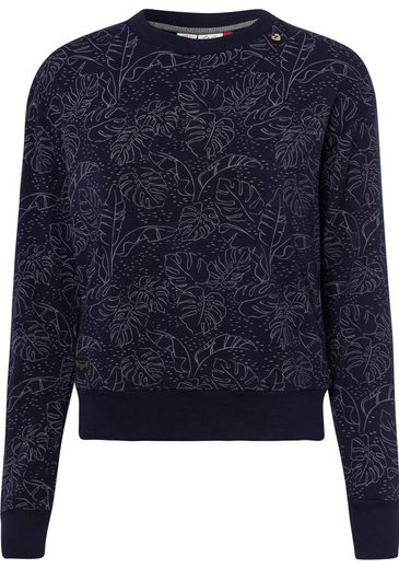 Ragwear Sweater »DELAIN« im All Over-Print mit Zierknopf in natürlicher Holzoptik