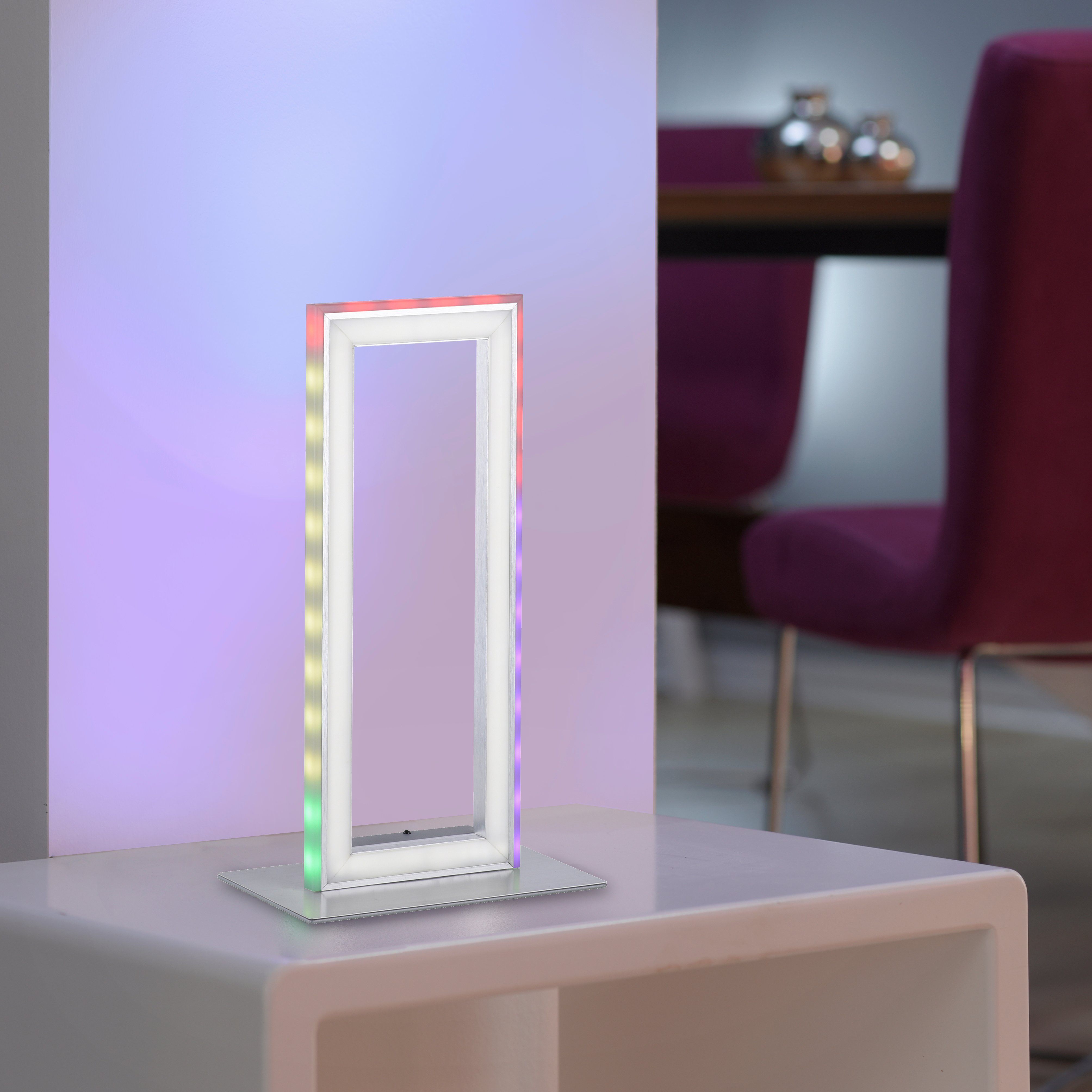 Leuchten Direkt Tischleuchte kaltweiß, - inkl., Schalter CCT warmweiß integriert, LED über fest RGB-Rainbow, FELIX60, - Infrarot Fernbedienung, LED