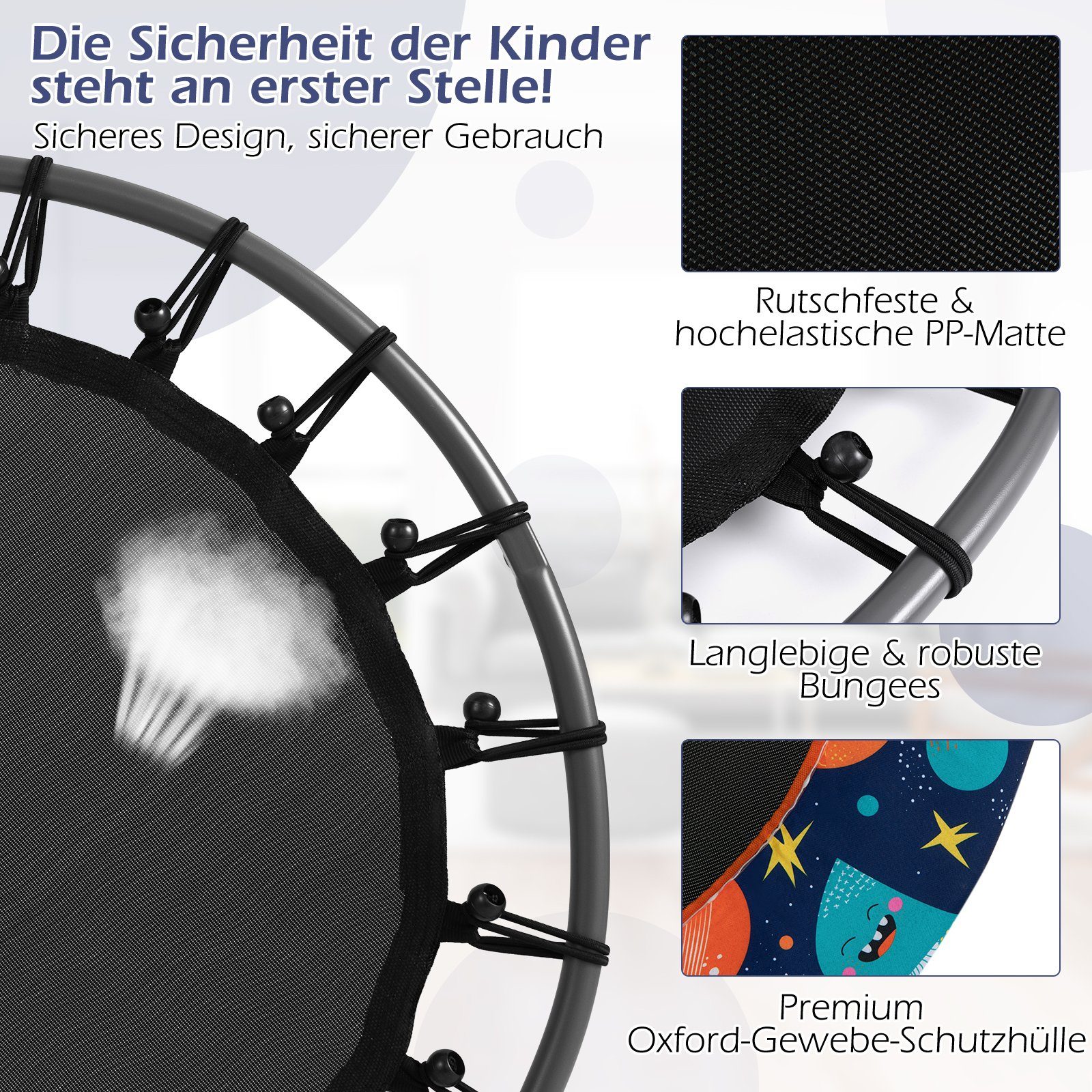 COSTWAY Kindertrampolin, φ92 cm mit LED & Griff