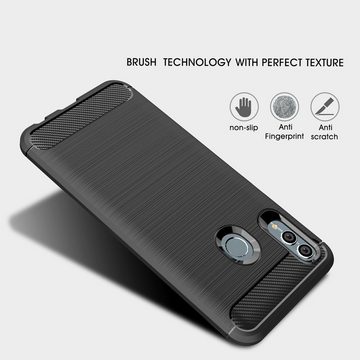 CoverKingz Handyhülle Huawei P Smart (2019)/Honor 10 Lite Handy Hülle Cover Carbonfarben, Carbon Look Brushed Design