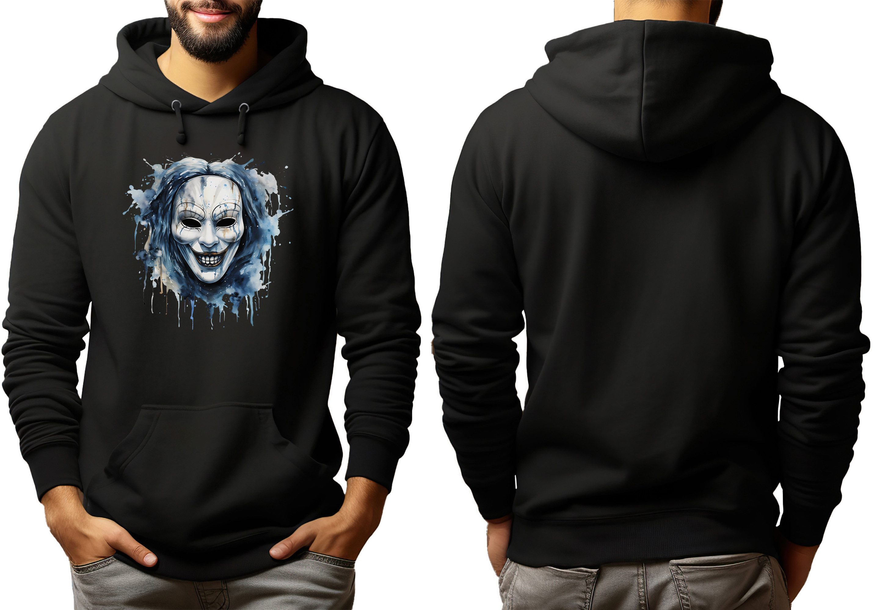 MyDesign24 Hoodie Halloween Kapuzen Pulli - Gothic Maske Herren und Damen Kapuzensweater - Halloween Hoodie i384