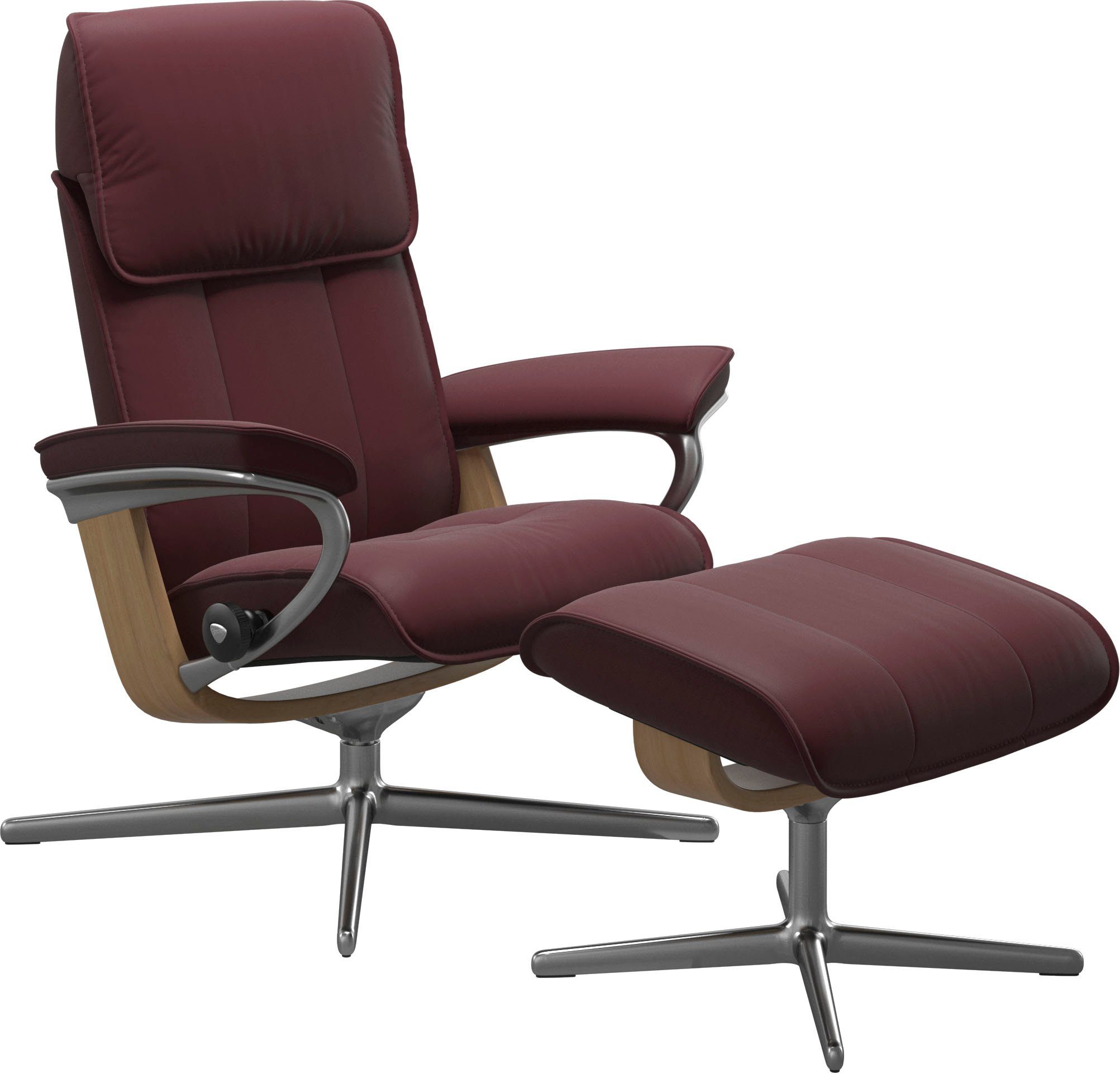 Base, & Admiral, Eiche Größe mit L, Holzakzent Stressless® Relaxsessel Cross M BATICK bordeaux