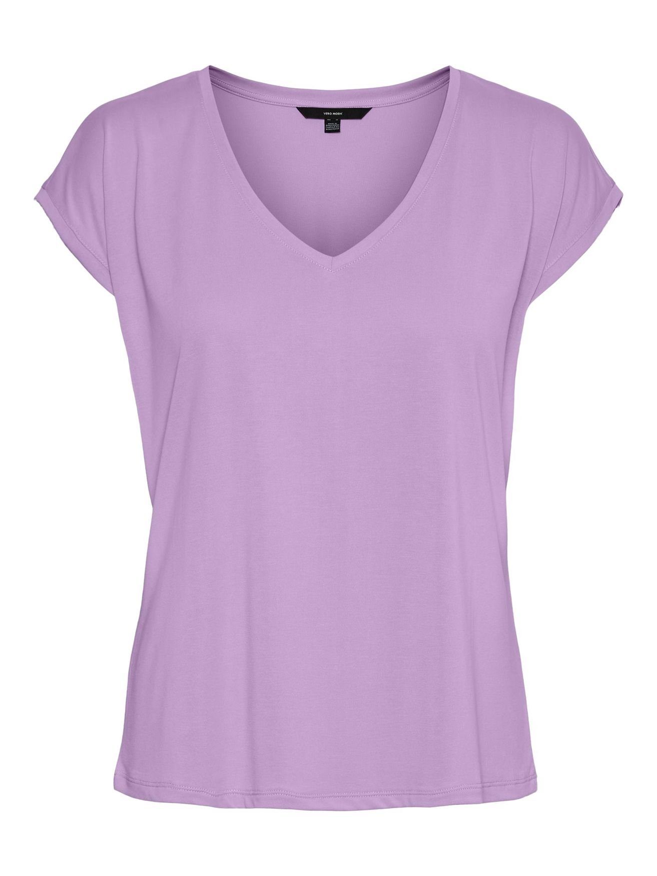 Vero Moda T-Shirt Basic Stretch T-Shirt V-Neck VMFILLI 5282 in Lila | 